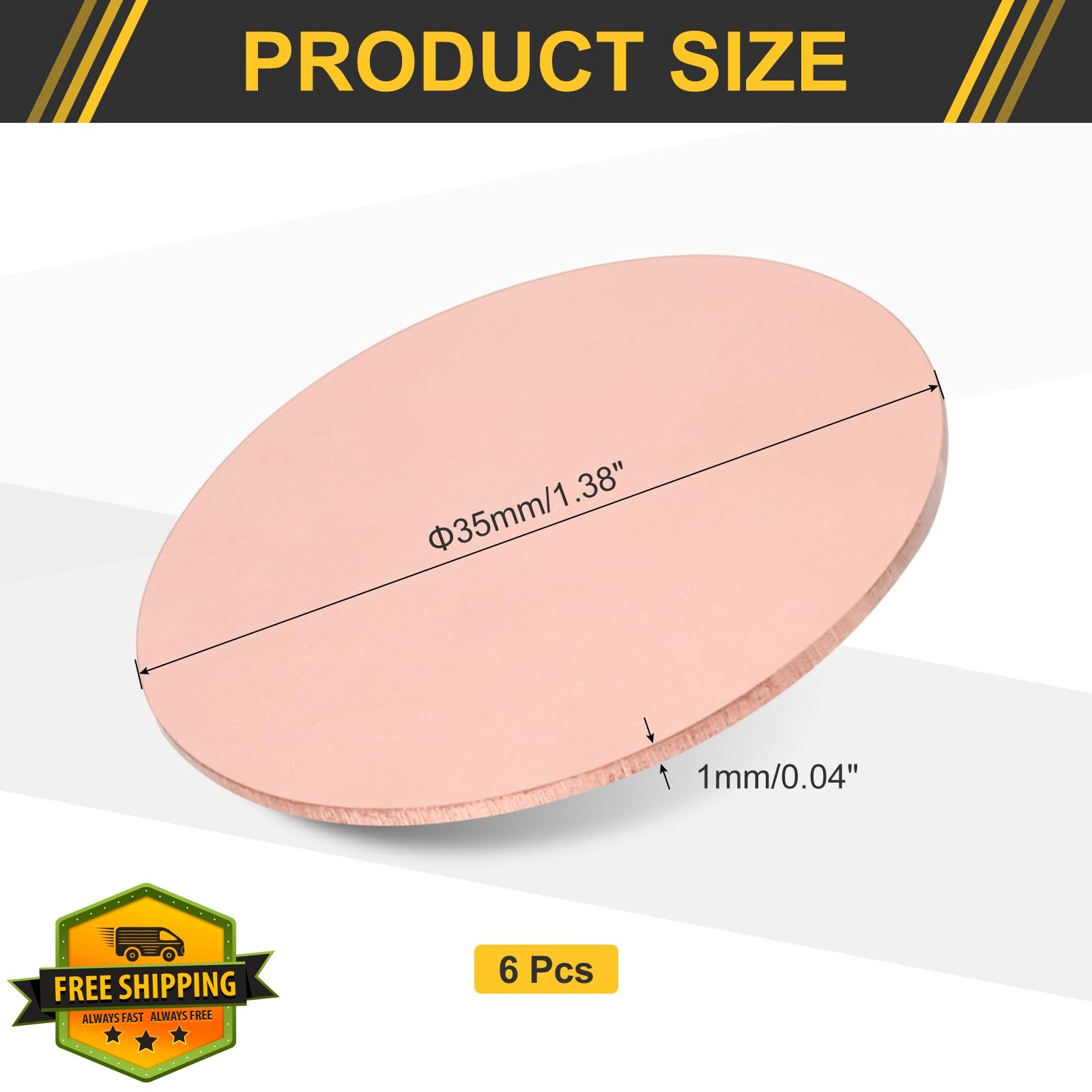 uxcell Copper Round Plate T2 1mmx35mm 6Pcs