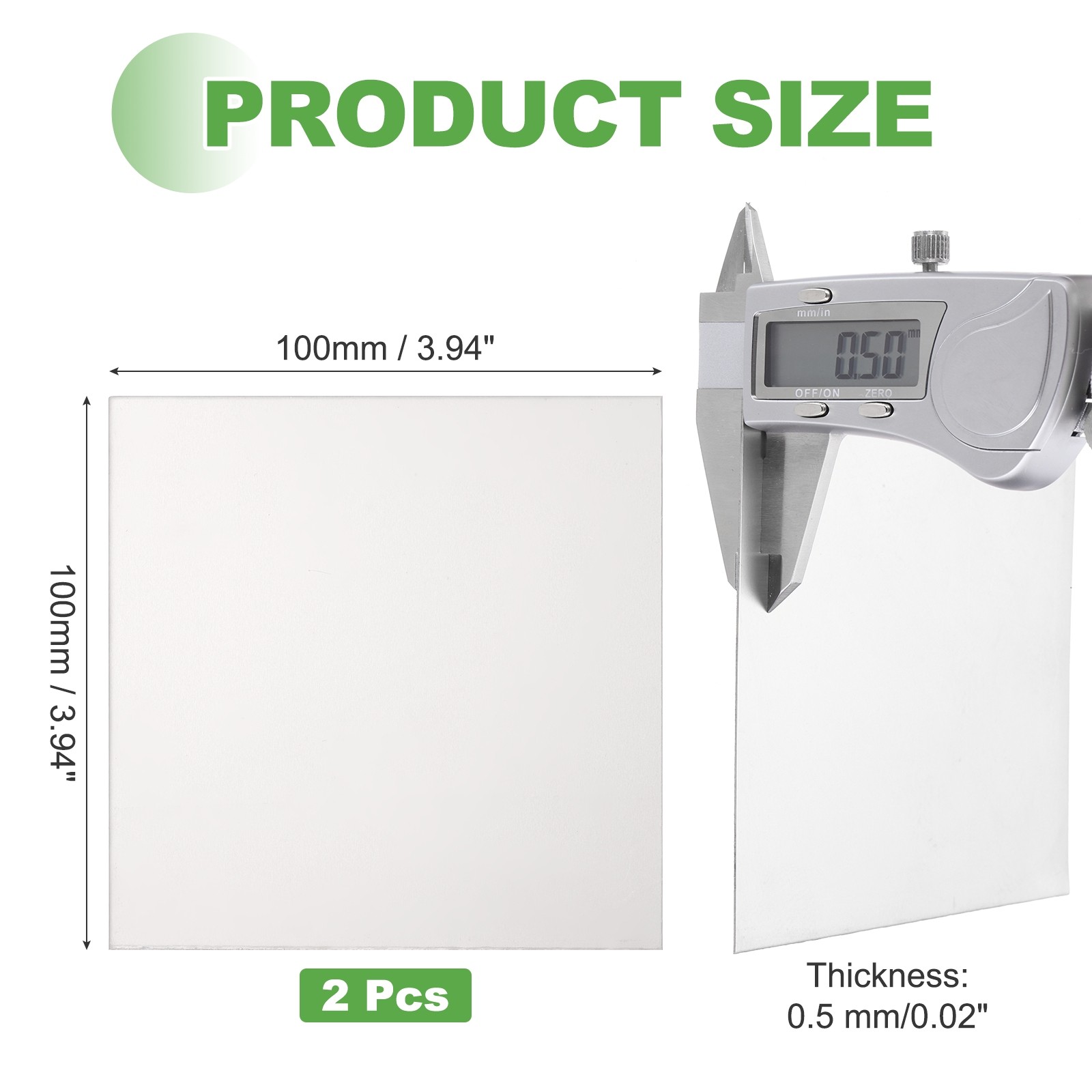2 Pcs Pure Grade TA1 Titanium Plate Sheet, 100x100x0.5mm Titanium Metal Sheet