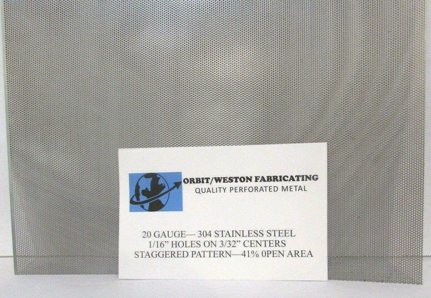 1/16″ HOLES –20 GAUGE 304 STAINLESS PERFORATED SHEET–11-3/4″ x 12″==
