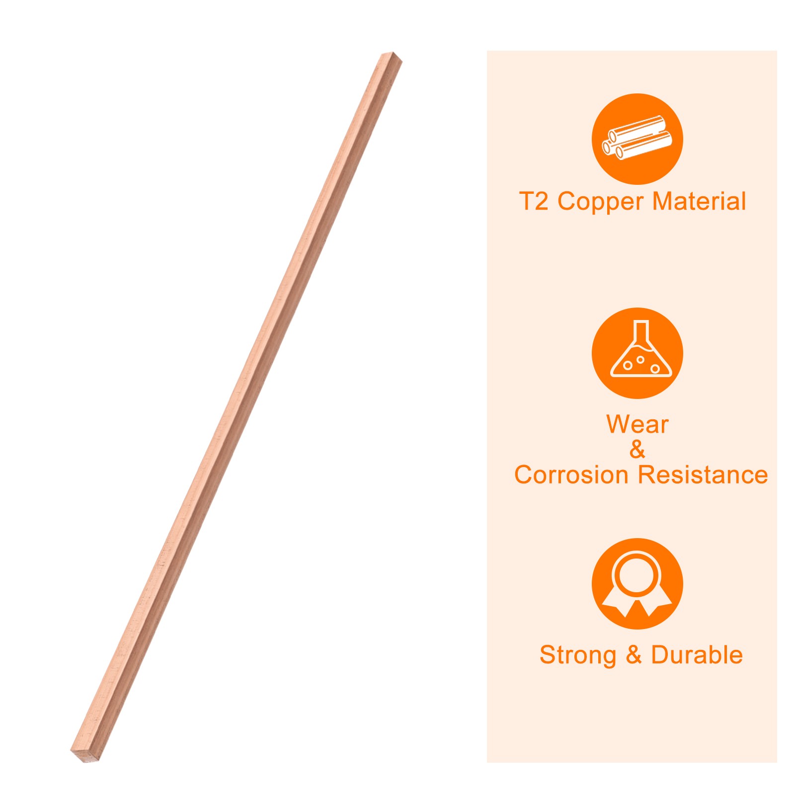 Copper Flat Bar 1/4″ Thickness x 1/4″ Width x 10″ Length Copper Bar Stock
