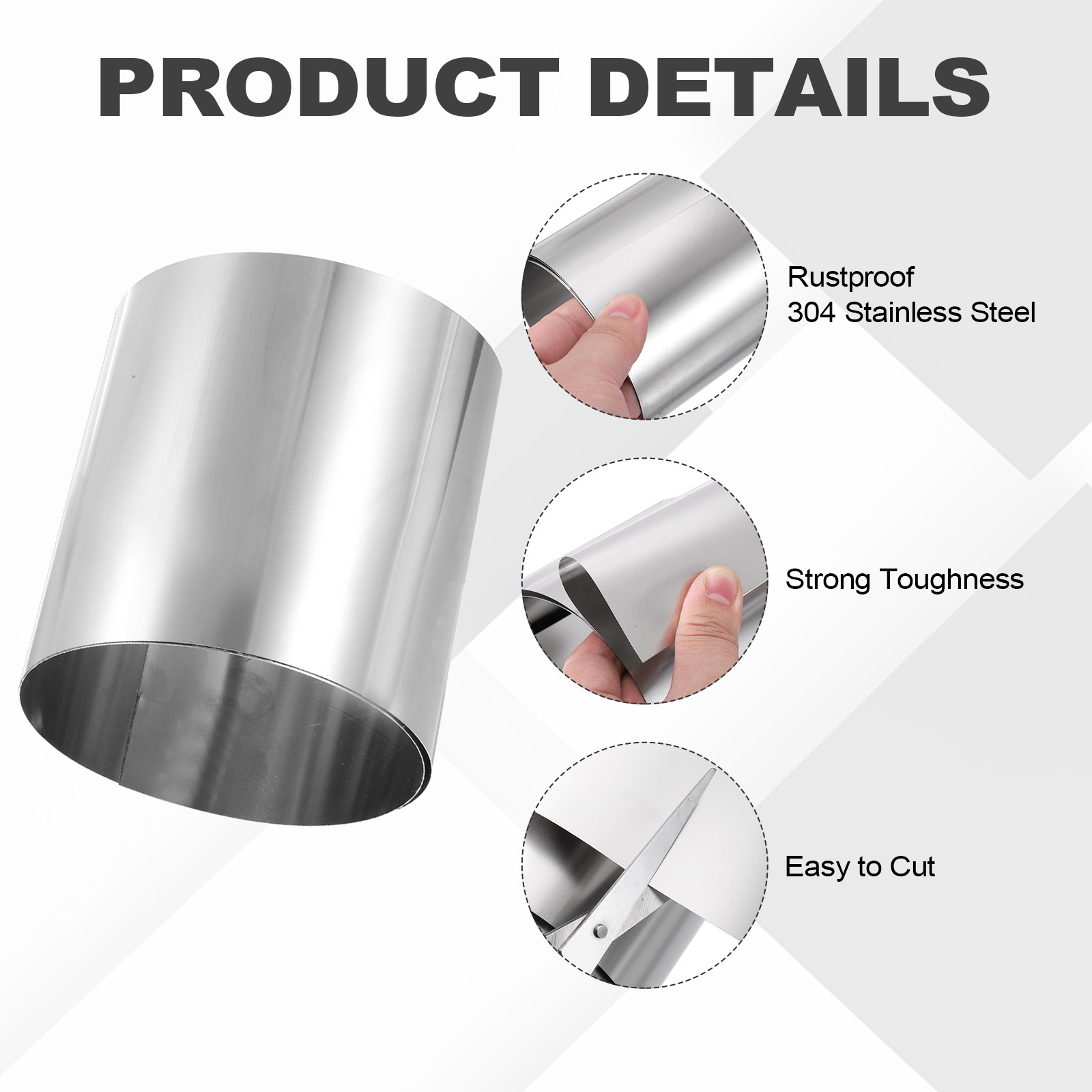 304 Stainless Steel Foil Roll 0.4mm x 150mm x 1m Metal Strip Sheet, Silver Tone