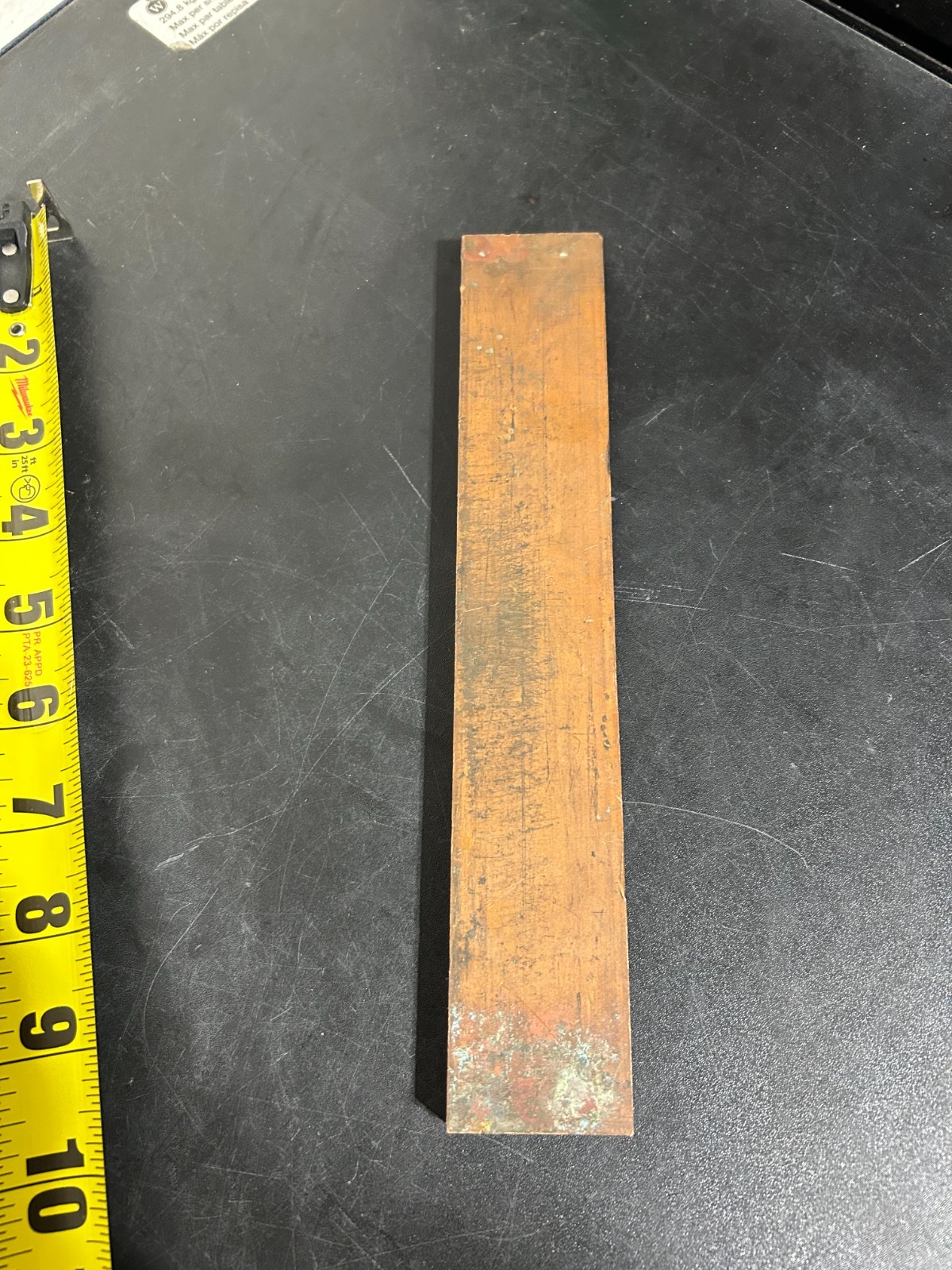 COPPER FLAT BAR STOCK 9 3/16”H x 1-5/8″ W 0.40” 33/64 COPPER 110 Very Nice