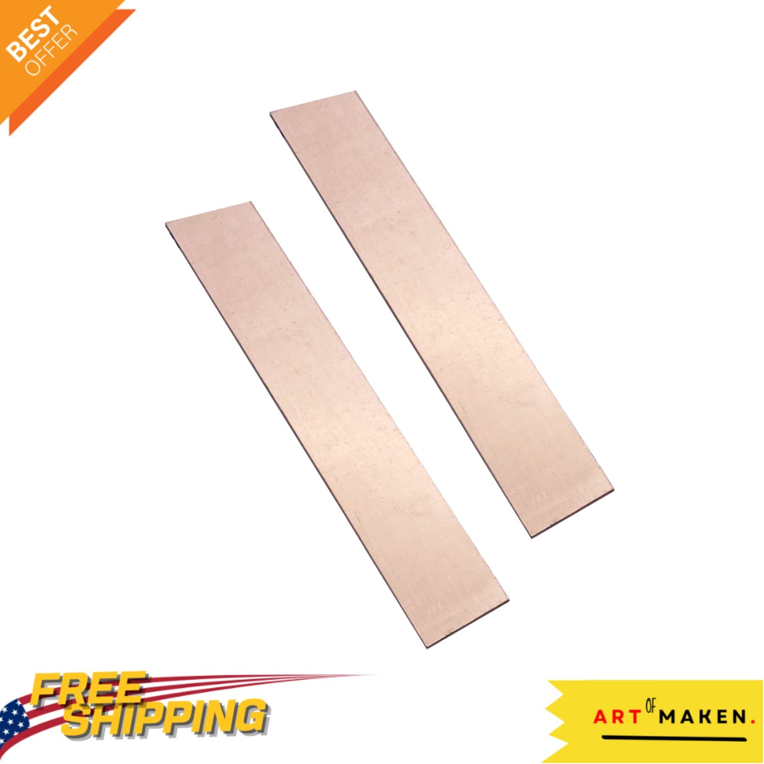 High Purity Copper Electrodes – 2pc Anode Strips 0.04”x1” for Scientific Use