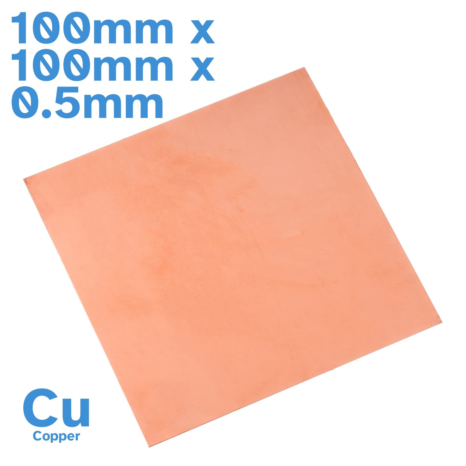 99.9% Pure Copper Plate 100mm x 100mm x 0.5mm Thick Cu Metal Sheet Flat Stock