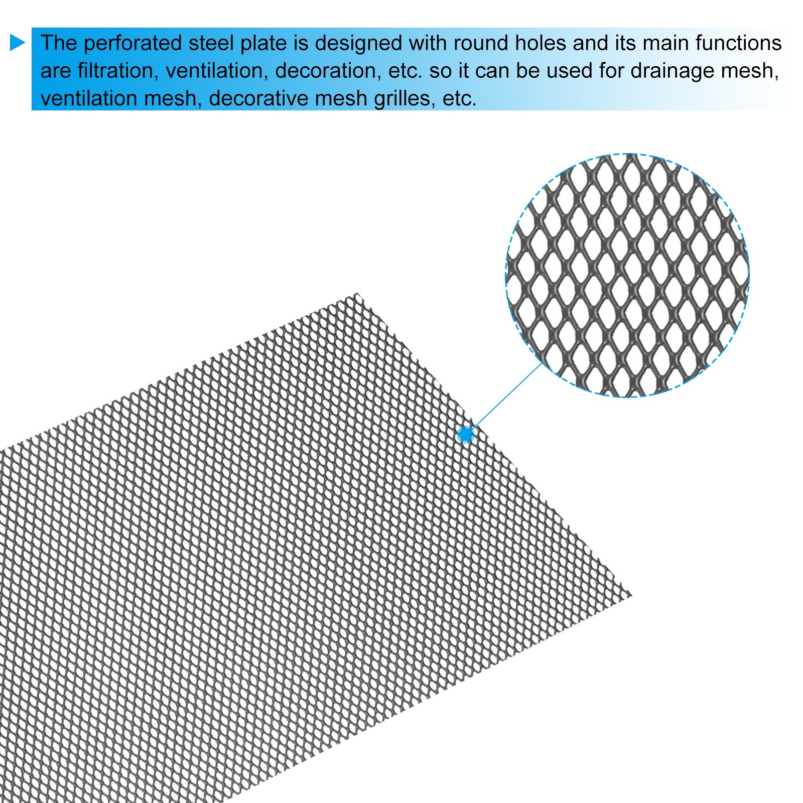 40″L x 13″W Universal Car Grill Mesh, 2x3mm Diamond Hole, Black