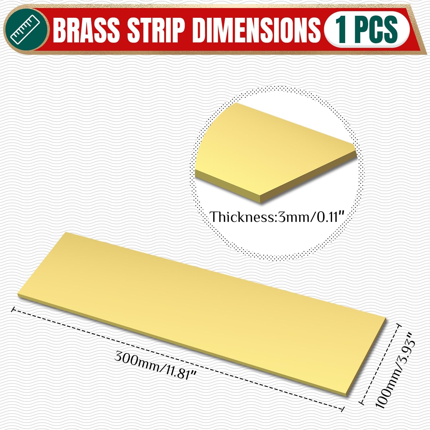 1/8x4x12 Inch 3x100x300mm Solid Brass Flat Bar Stock Knife Making Spacers