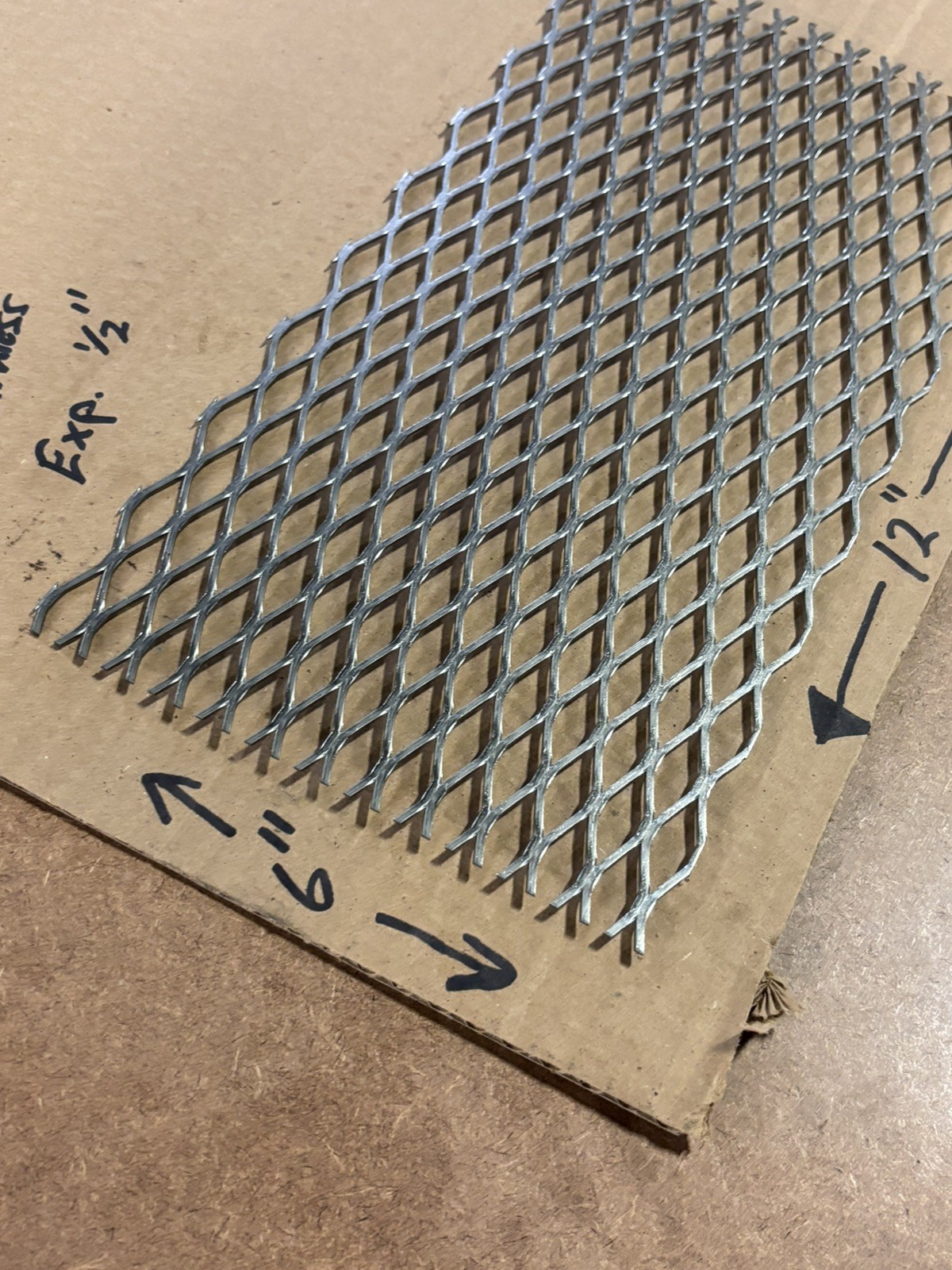 16 Gauge – 1/2” Expanded T-304 Stainless Steel Sheet Metal – 6” x 12” – NEW