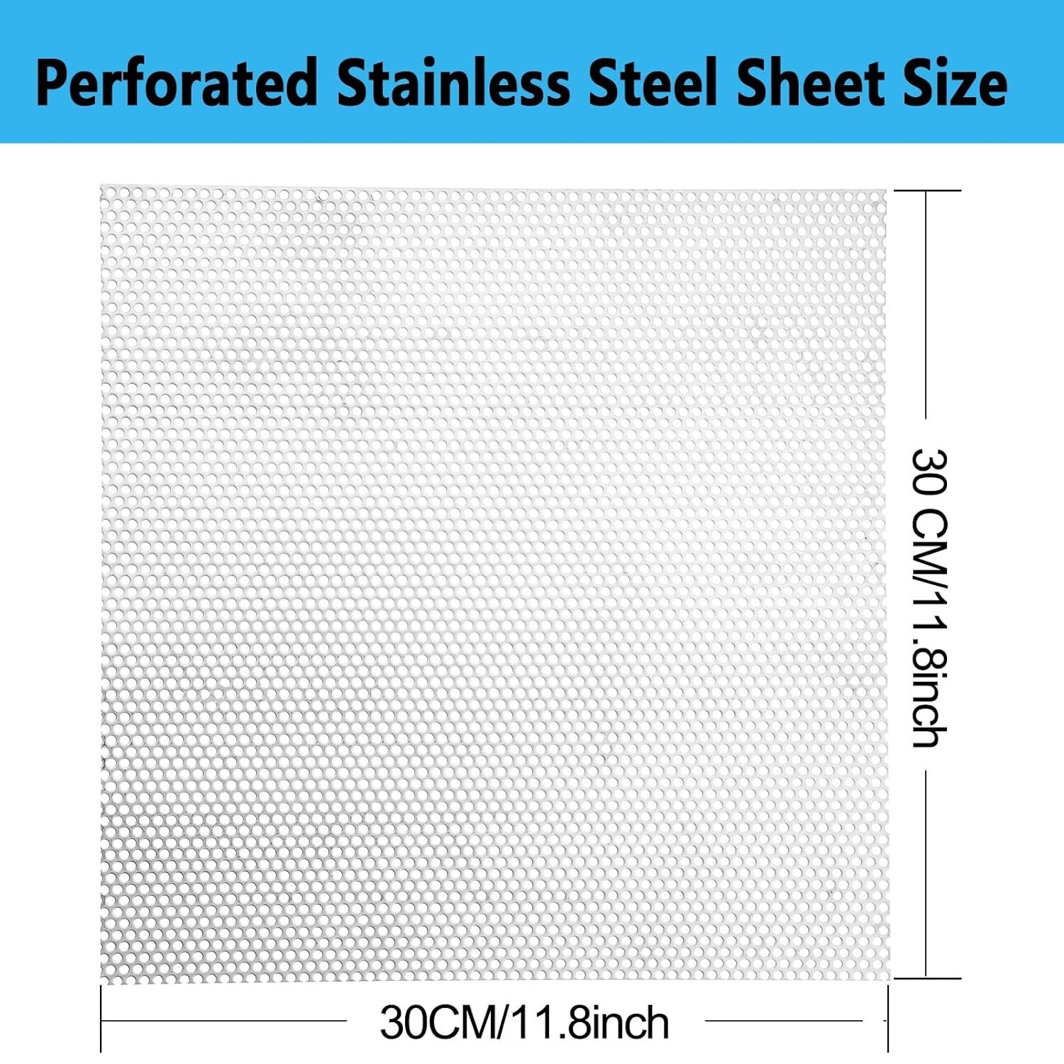 Perforated Stainless Steel Sheet Perforated Metal Sheet 11.8″ x 11.8″ Stainless