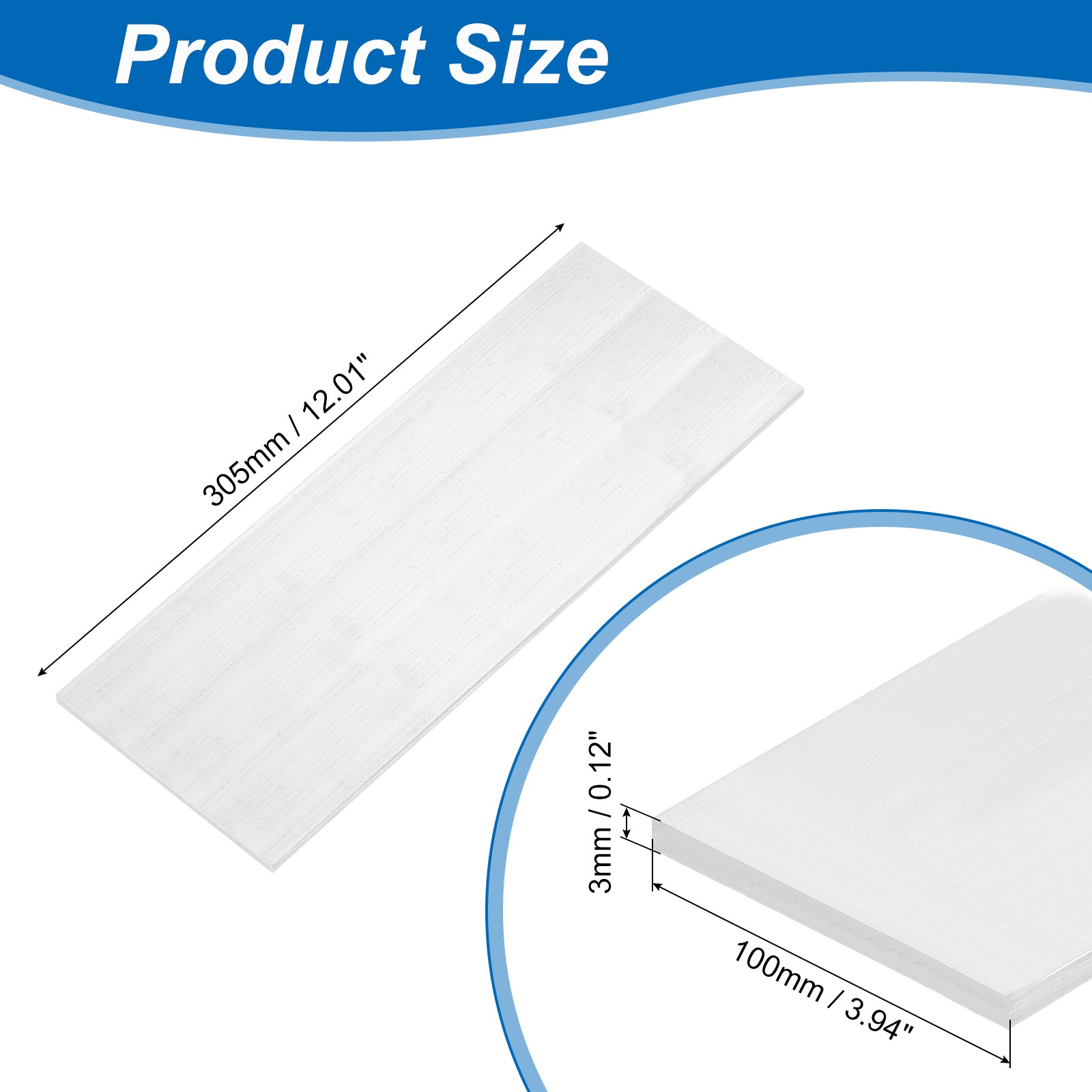 Square 6063 Aluminum Flat Bar 1/8″ Thickness 4″ Width 12″ Length