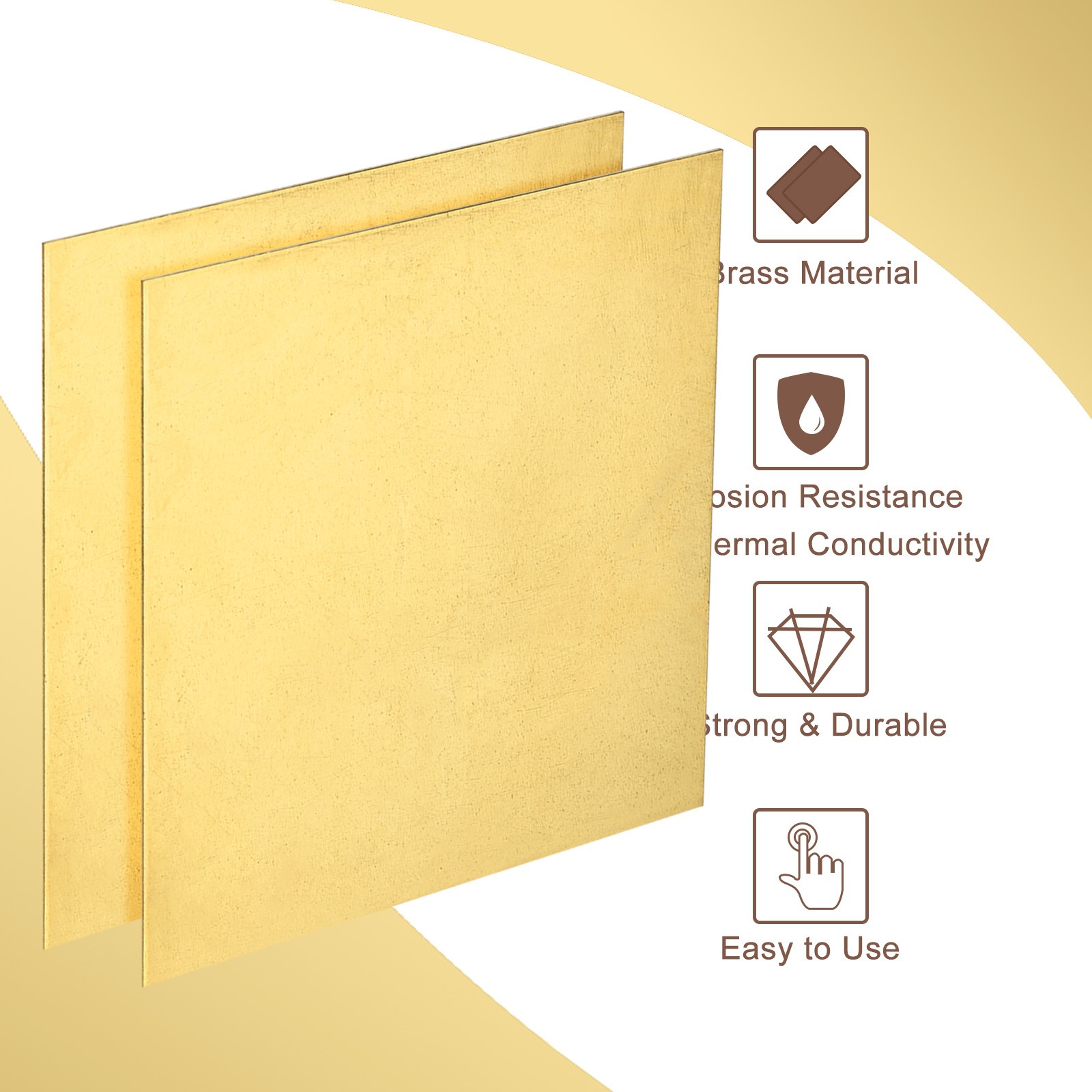 3Pcs H62 Brass Sheet 4″ x 4″ Metal Sheets 0.02″ Thick Brass Plates for Industry