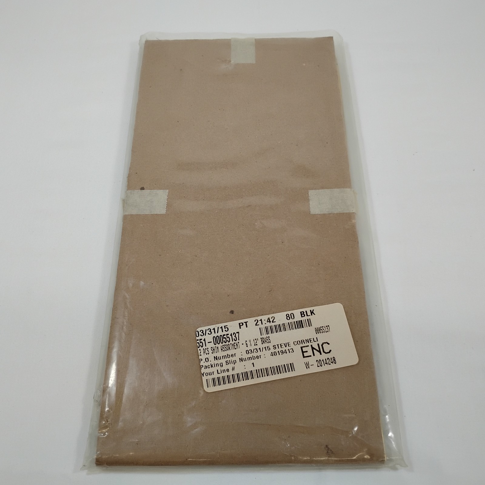 12 Pc Brass Shim Stock Assortment 6″ x 12″ .001-.015 *One Sheet Cut Down*