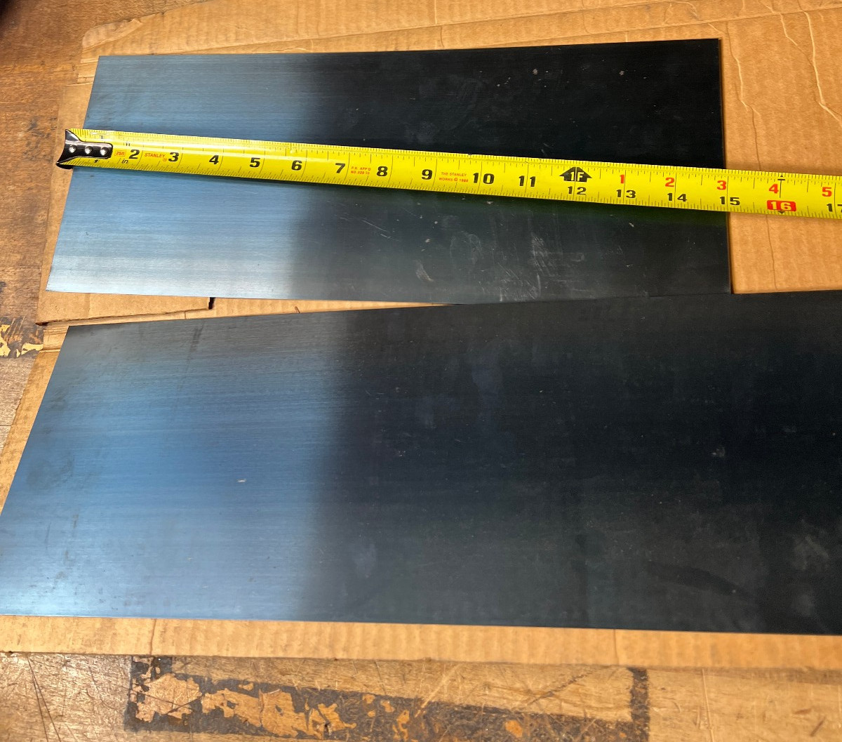 1095 Hard Blue Tempered Spring Steel Shim .10″ x 6″ Wide x 25″ Long used