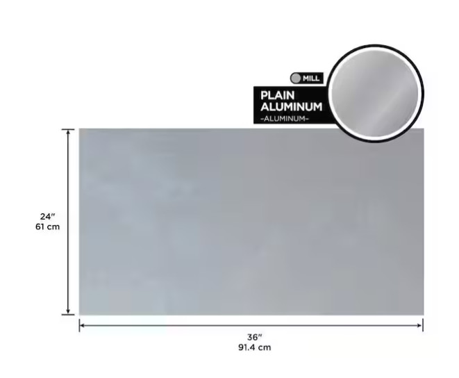 24 in. x 36 in. Silver Plain Aluminum Sheet – Lightweight Metal Panel