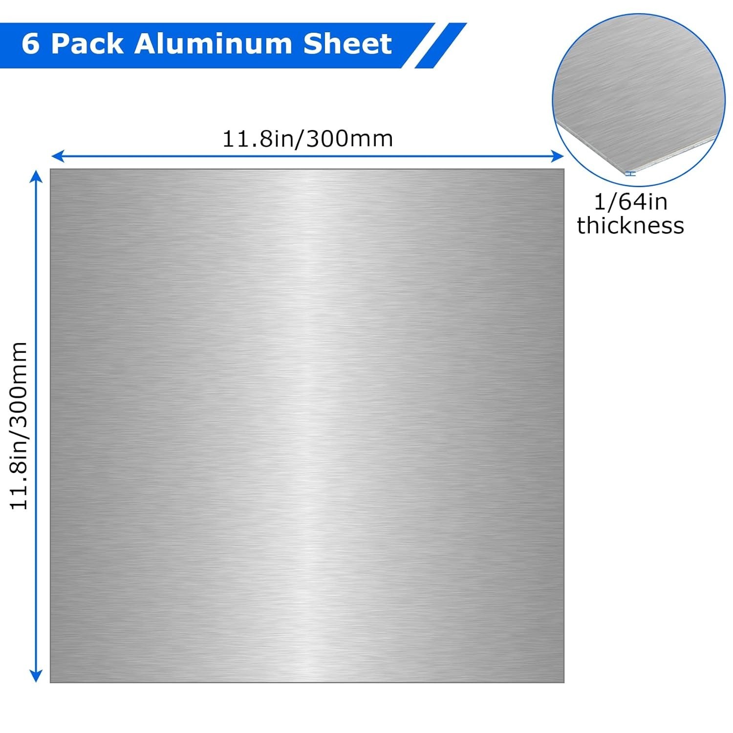 6 Pack Aluminum Sheet Metal 12X12X1/64 Inch Thin Flat Plate Panel