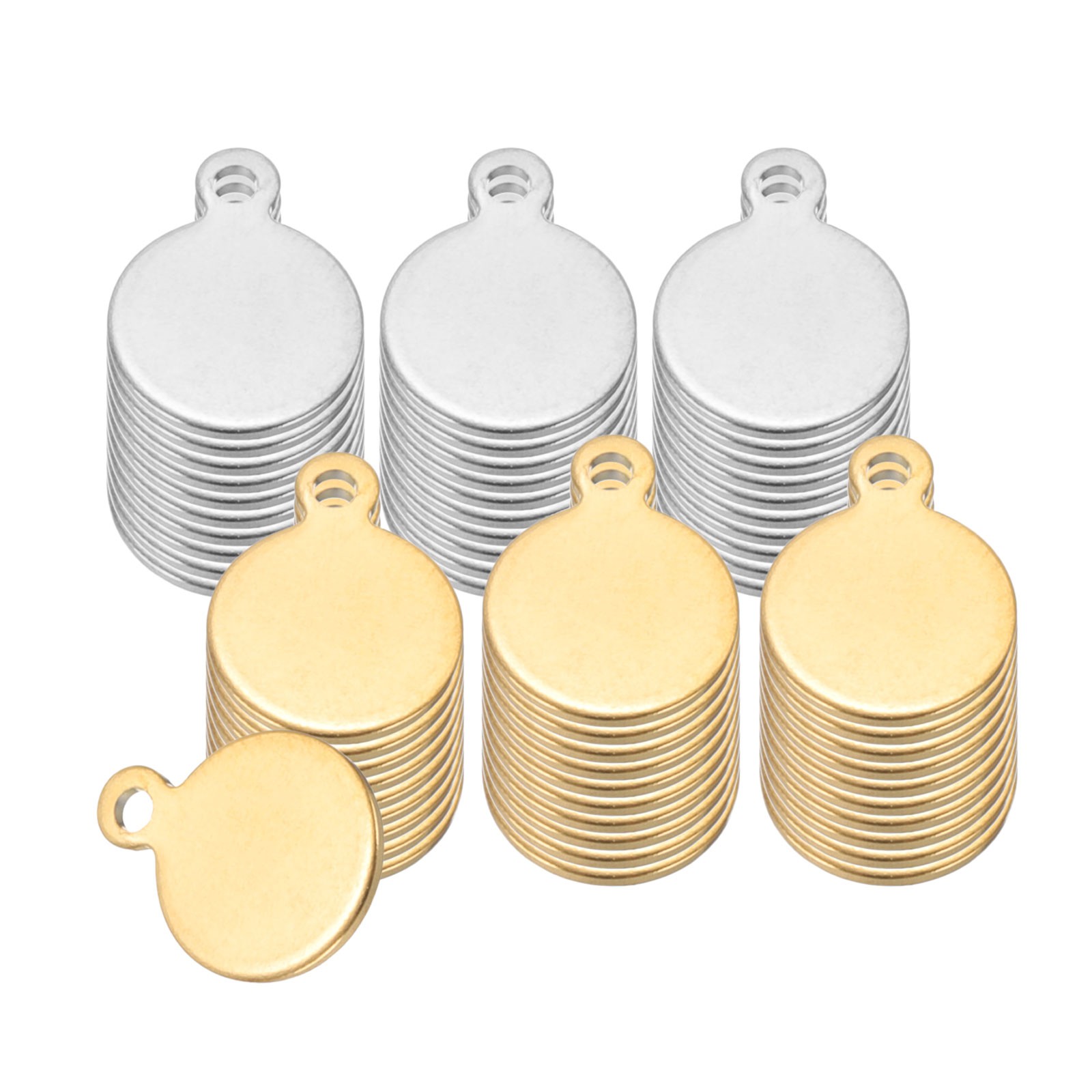 60 Pcs 5/16 Inch Round Metal Stamping Blanks, Gold Silver Blank Tags