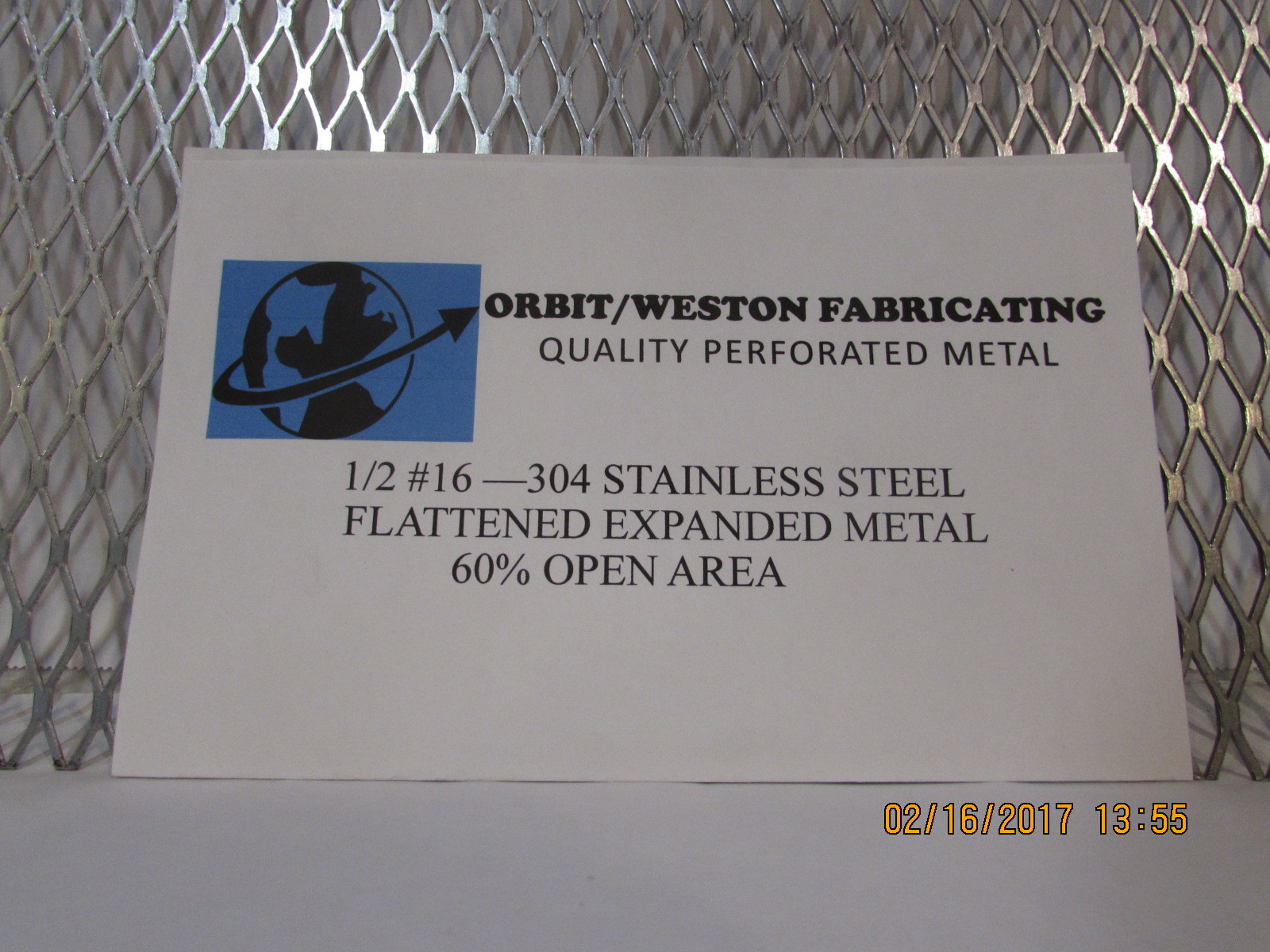 1/2 #16 304 STAINLESS STEEL FLATTENED EXPANDED METAL—–5″ X 7″