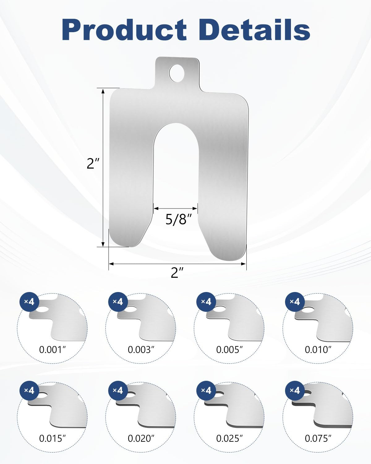 Metal Shims for Leveling, 32 Piece Stainless Steel Shim Kit, a 2″X2″ Slotted St