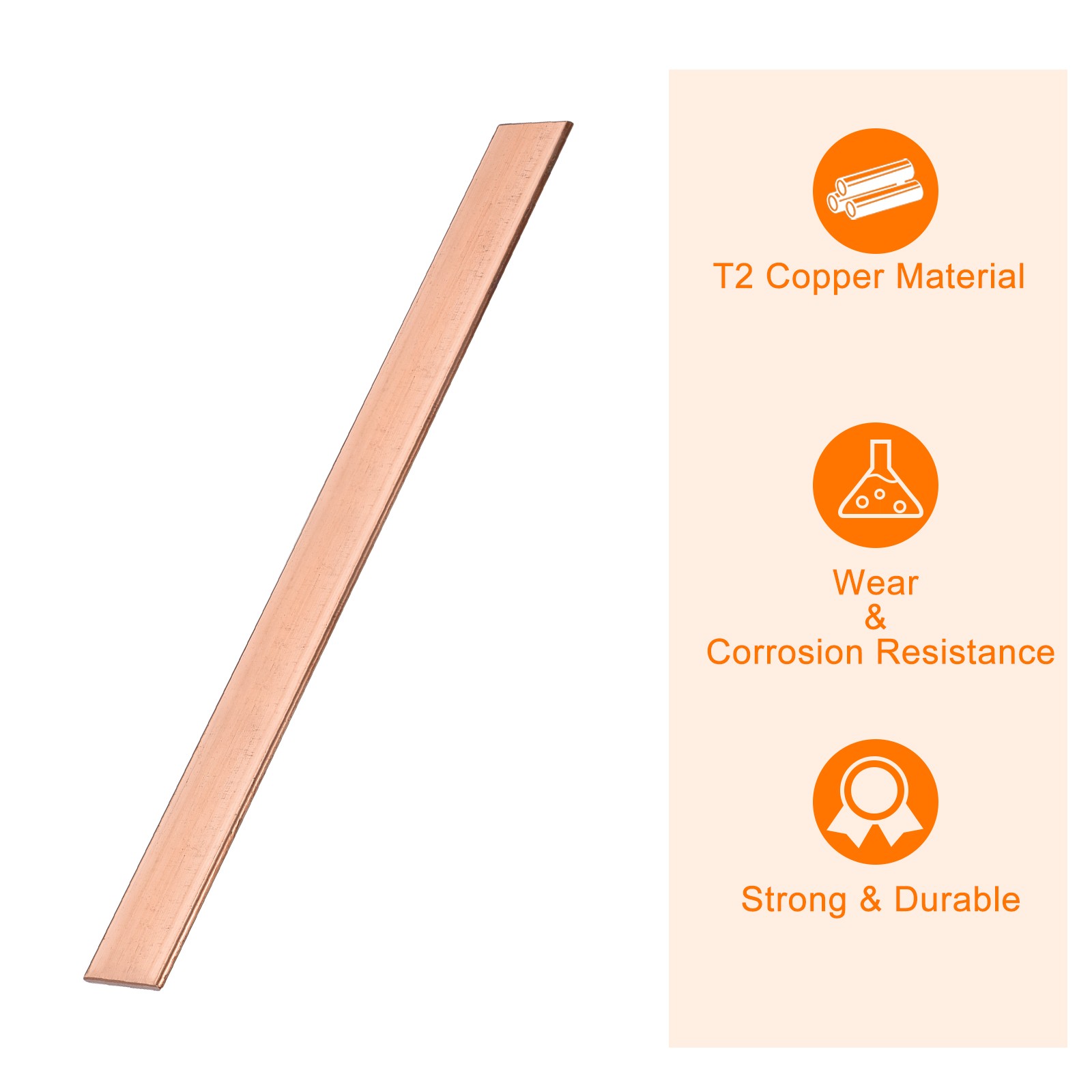 Copper Flat Bar 1/8″ Thickness x 1″ Width x 10″ Length Copper Bar Stock