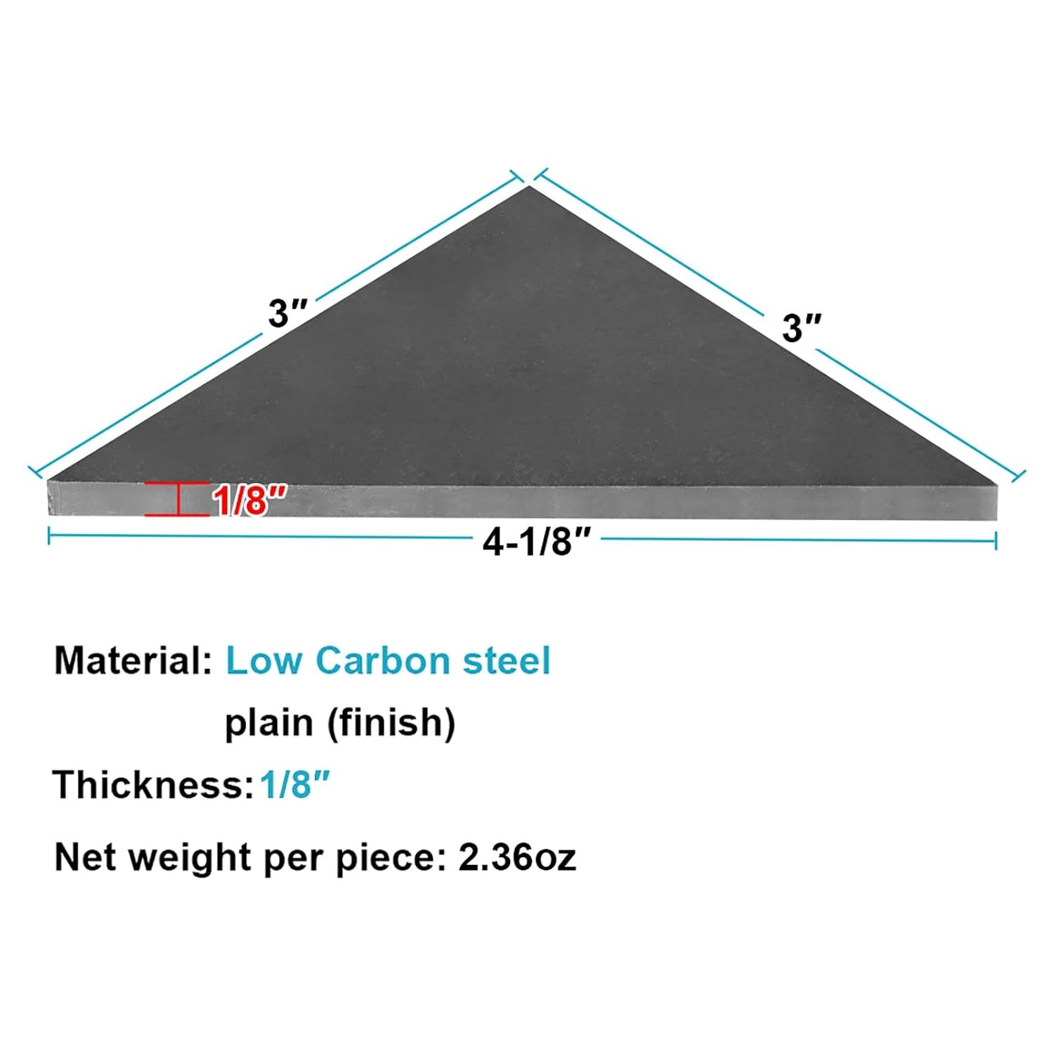 20 PCS Weld On Steel Triangle Gusset Plate 3″ x 3″ x 1/8″ Steel Triangle