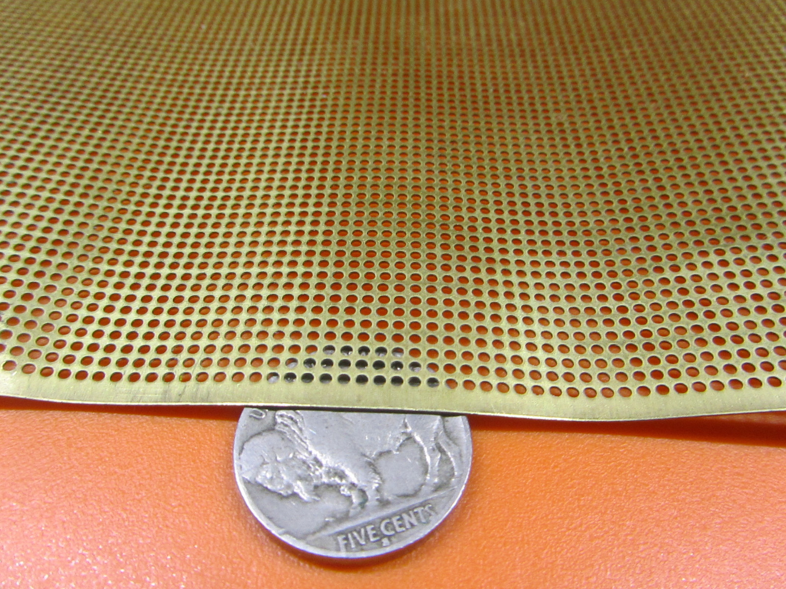 Brass Perforated Extra Thin Sheet, .016″ Thick x 24″ x Per Ft”, .045″ Hole Dia.