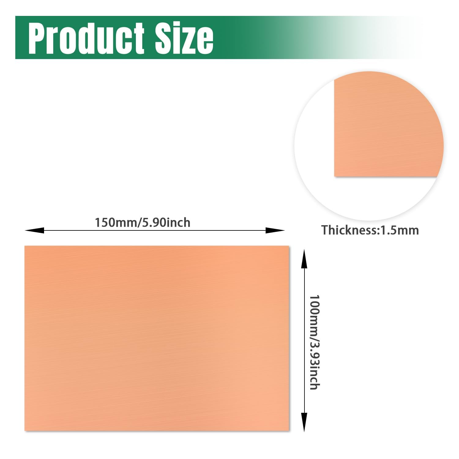 Copper Sheet Metal, 4″ X 6″ 16 Gauge Copper Plate, 99.9% Pure Copper for DIY