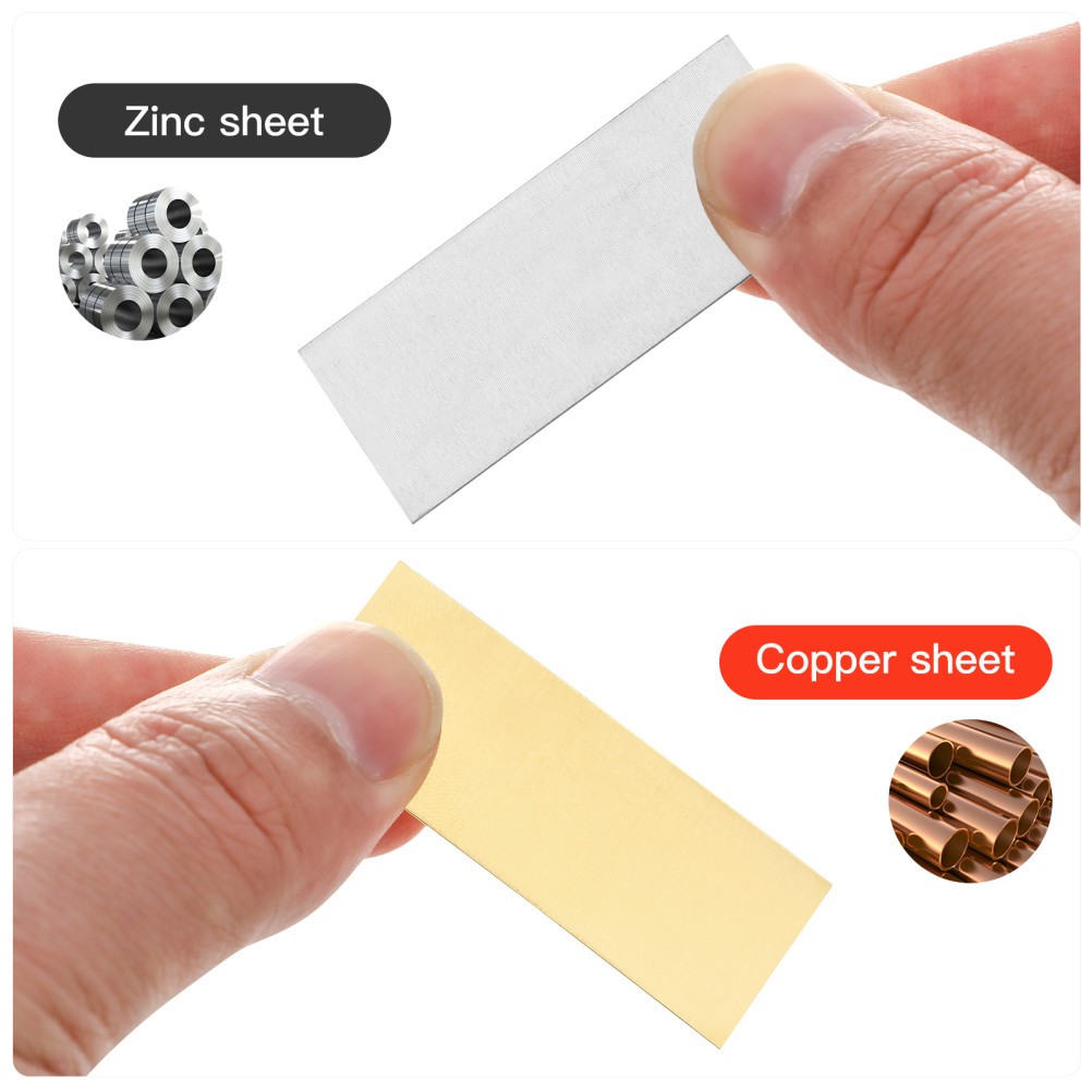10 Pairs Zinc and Copper Strips for Experiment Multipurpose Electroplating Kit