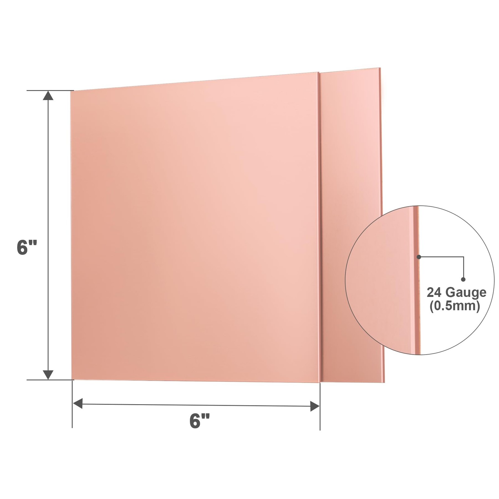 2 Pack 99.9% Pure Copper Sheet,6″x6″ 24 Gauge(0.5mm) Thickness, Film Attached…