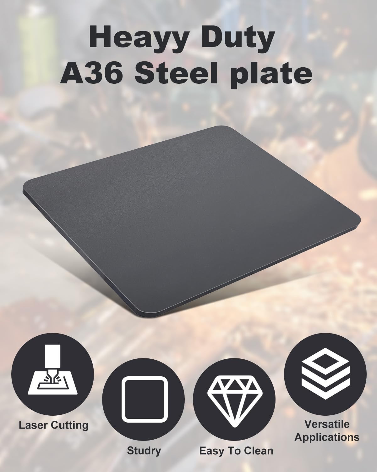 Hot Rolled Steel Plate 1/4” x 13” x 17” – A36 Weldable Metal Base Plate for S