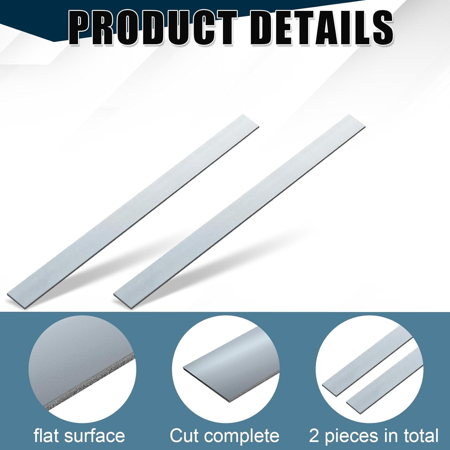 2 Pcs 304 Stainless Steel Flat Bar 2B Finishing Trim Strips Sheet for DIY Craft
