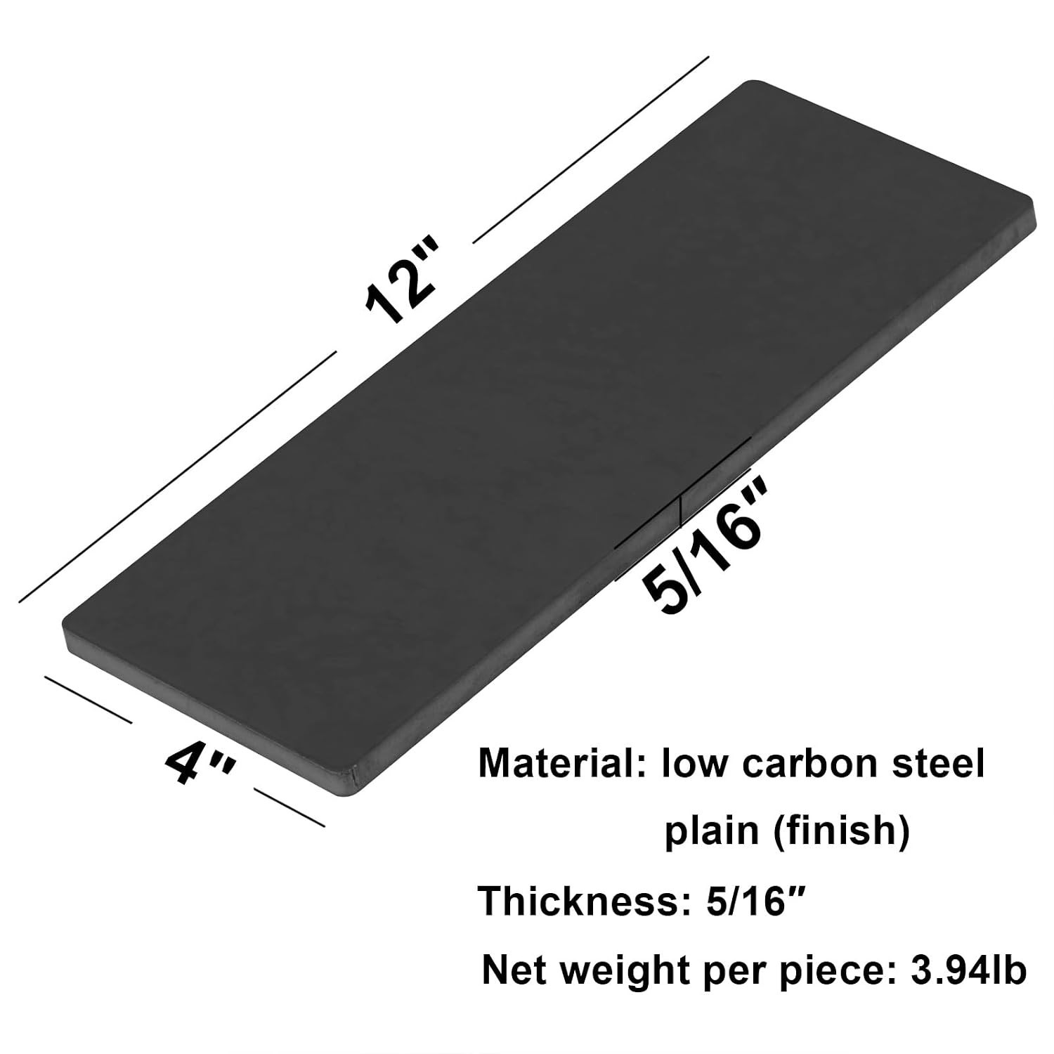 2 PCS 4″ x 12″ x 5/16″ Steel Plate, Metal Flat Bar, Hot Rolled | Max Load 660lbs