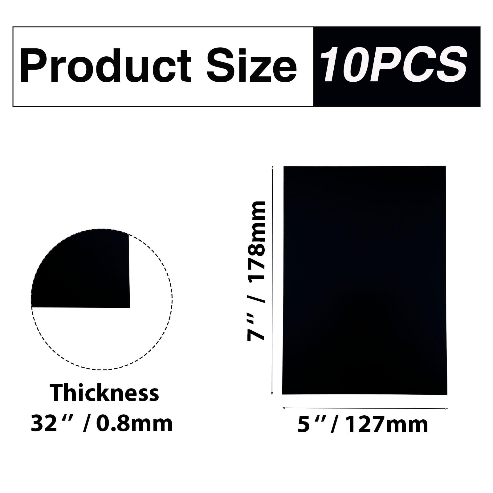 10 PCS Black Anodized Aluminum Sheet 5x7x1/32 Inch 0.8mm Metal Plate Engraving