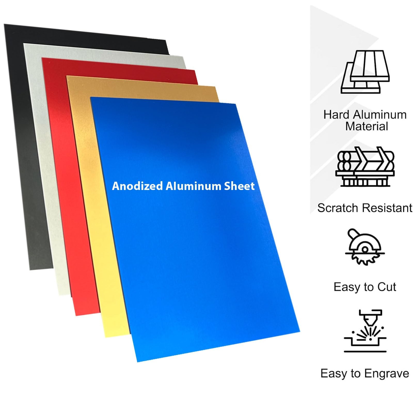 10 PCS 5-Color Anodized Aluminum Sheet 5x7x1/32 Inch 0.8mm Laser Engraving