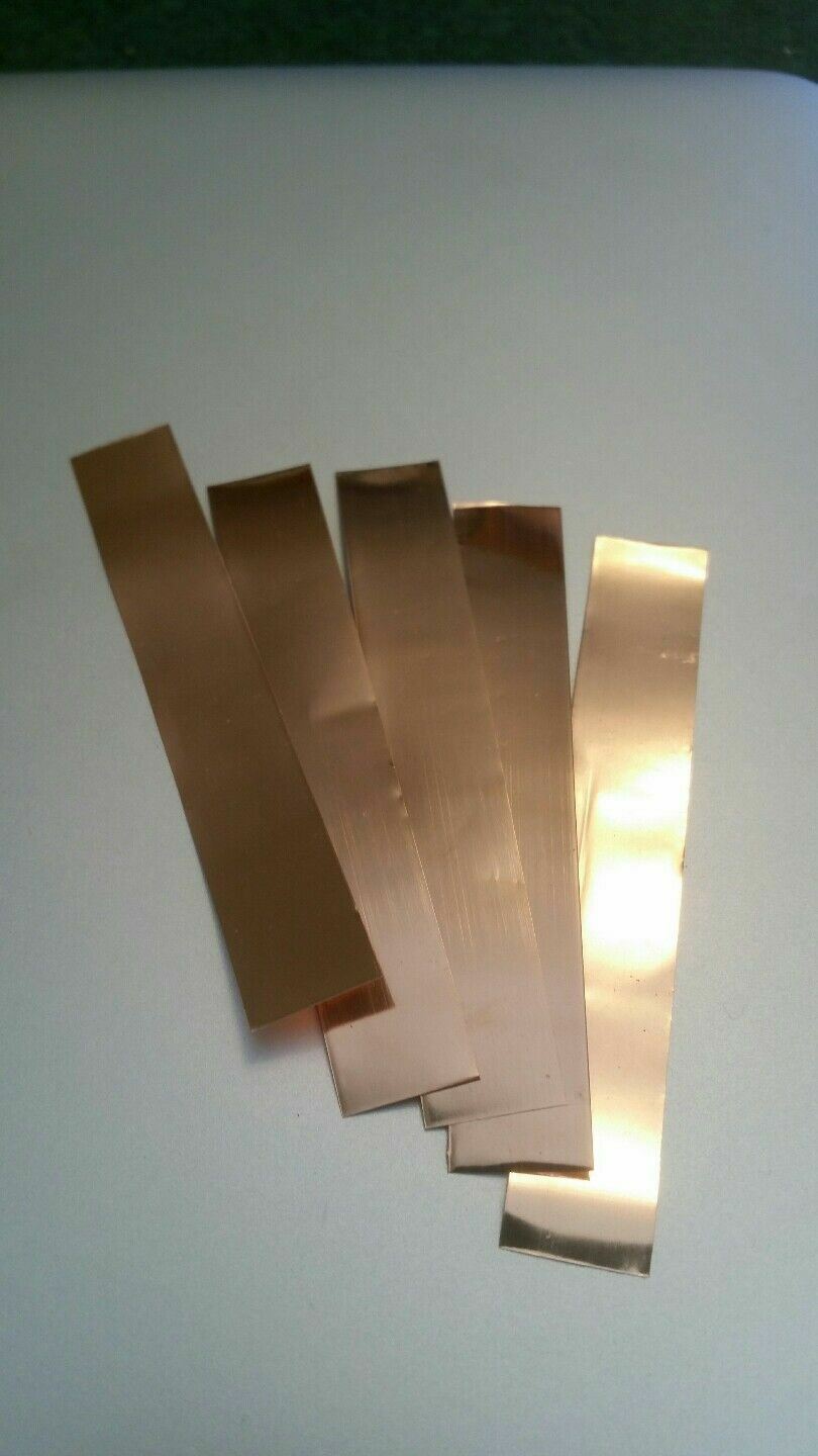 copper Shim Stock .002 Thick 0.5″ Wide 20 inch long, 002 0.002 soft