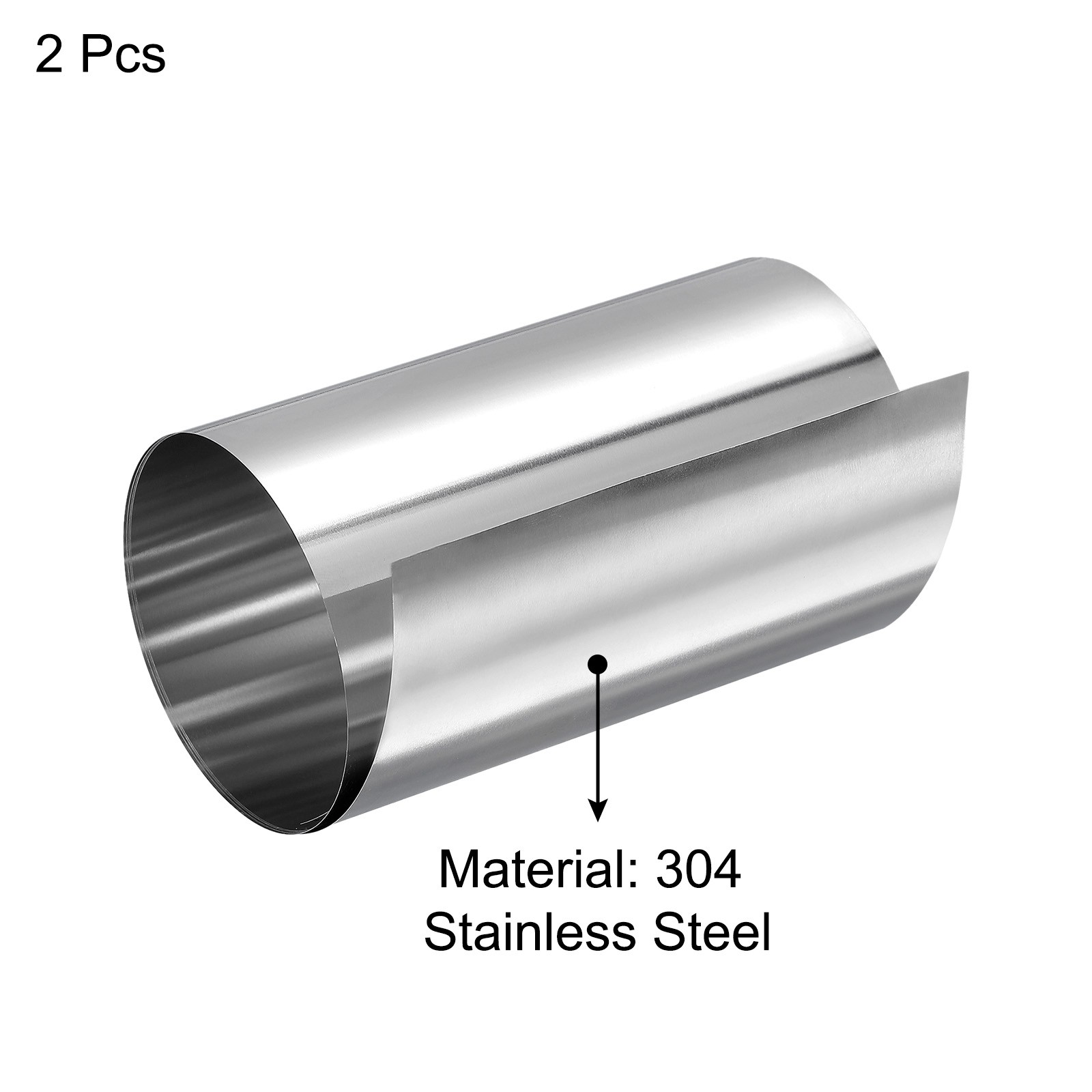 0.07x100x1000mm 304 Stainless Steel Roll Sheet Fine Plate Sheet Foil 2Pcs