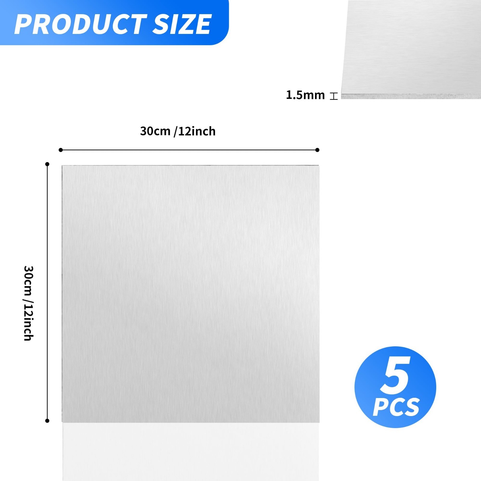 5 Pack 12″x12″ Aluminum Metal Sheets 6061 T6 Flat Plates for Crafting & Industry