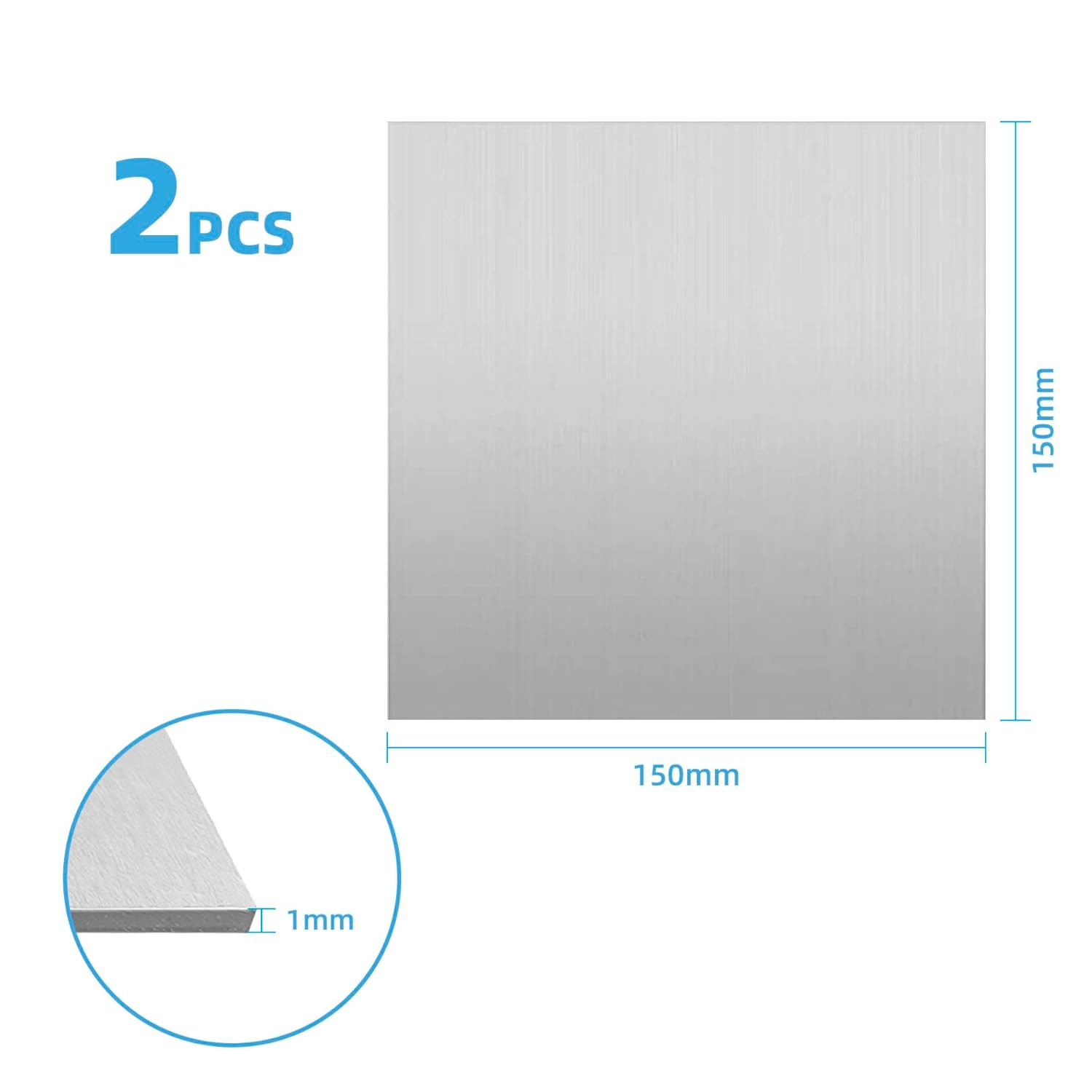 2PCS 304 Stainless Steel Sheet Metal 15Cm X 15Cm X 1Mm, Thickness 1Mm, 304 Squar
