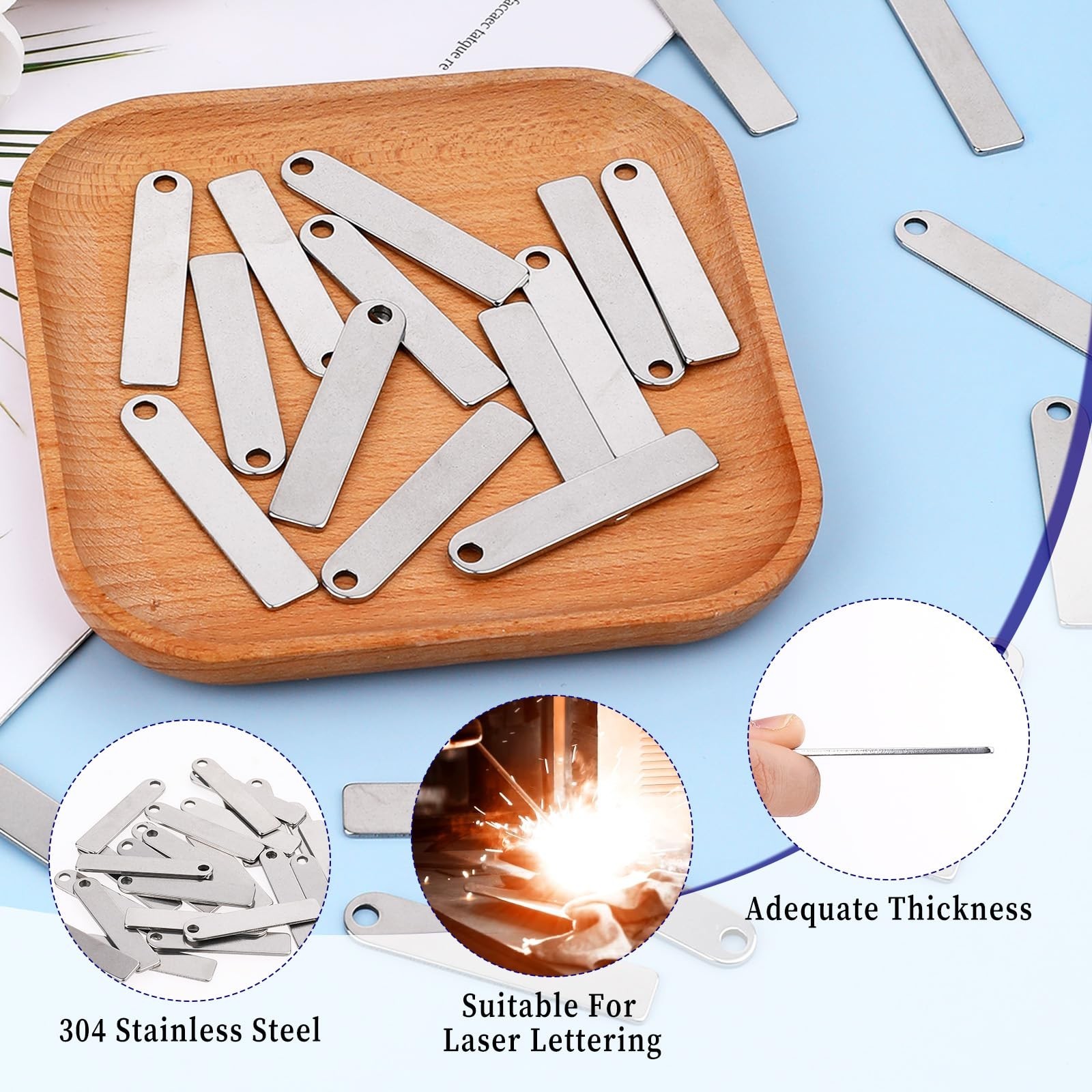 25 PCS Rectangle Blank Tags Stainless Steel Metal Stamping Engraving Blanks S…