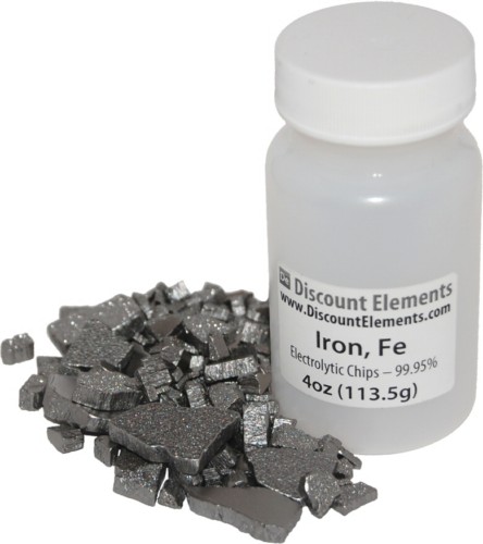 6oz Pure Iron Metal 99.98% Electrolytic Flake / Chips Element High Purity Sample