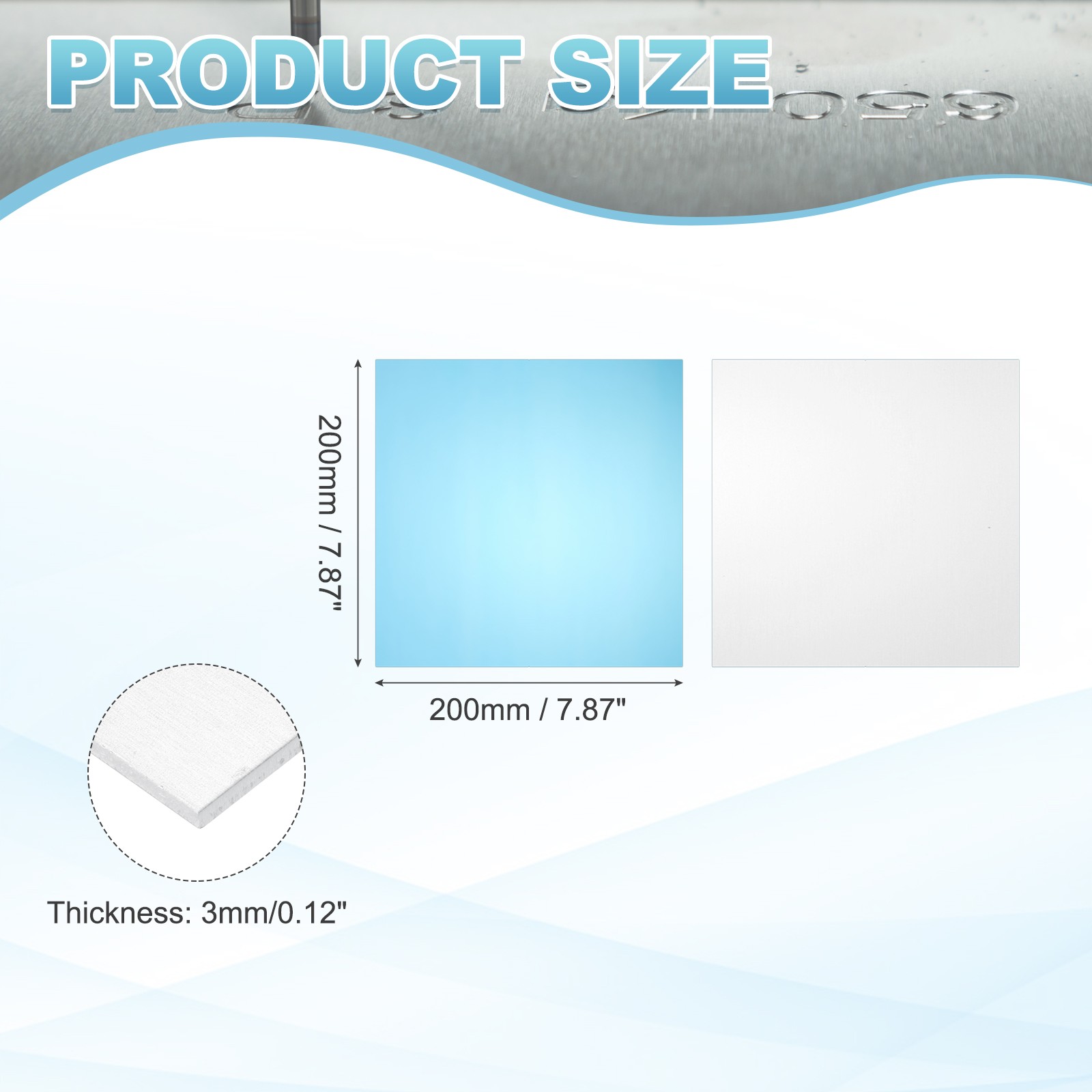 7.9″ x 7.9″ x 0.12″ 6061 T651 Aluminum Sheet Metal(Silver, 1Pcs)
