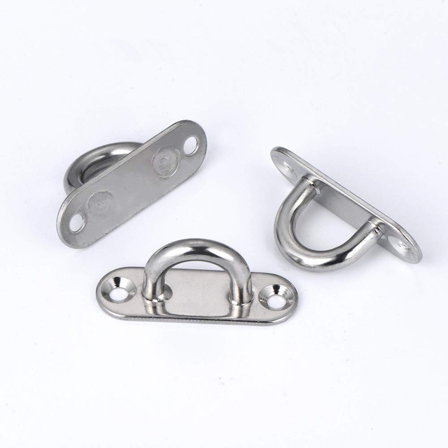 HOMPER 6Pcs M5 304 Stainless Steel Oblong Pad Eye Plate and 6Pcs Carabiner Cl…