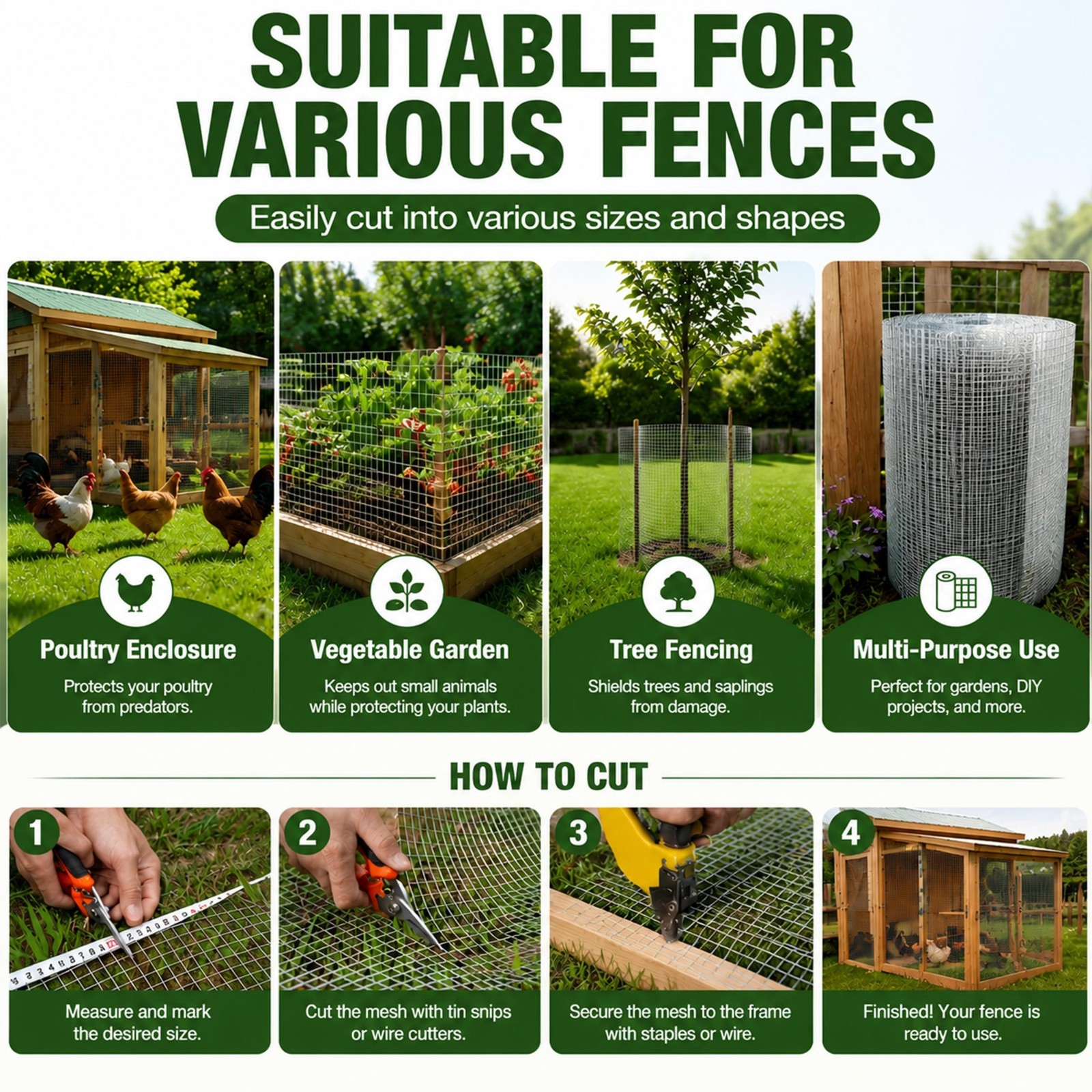 304 Stainless Steel Wire Mesh Roll 1/4″ 23 Gauge – Garden Fencing, Chicken Coop,