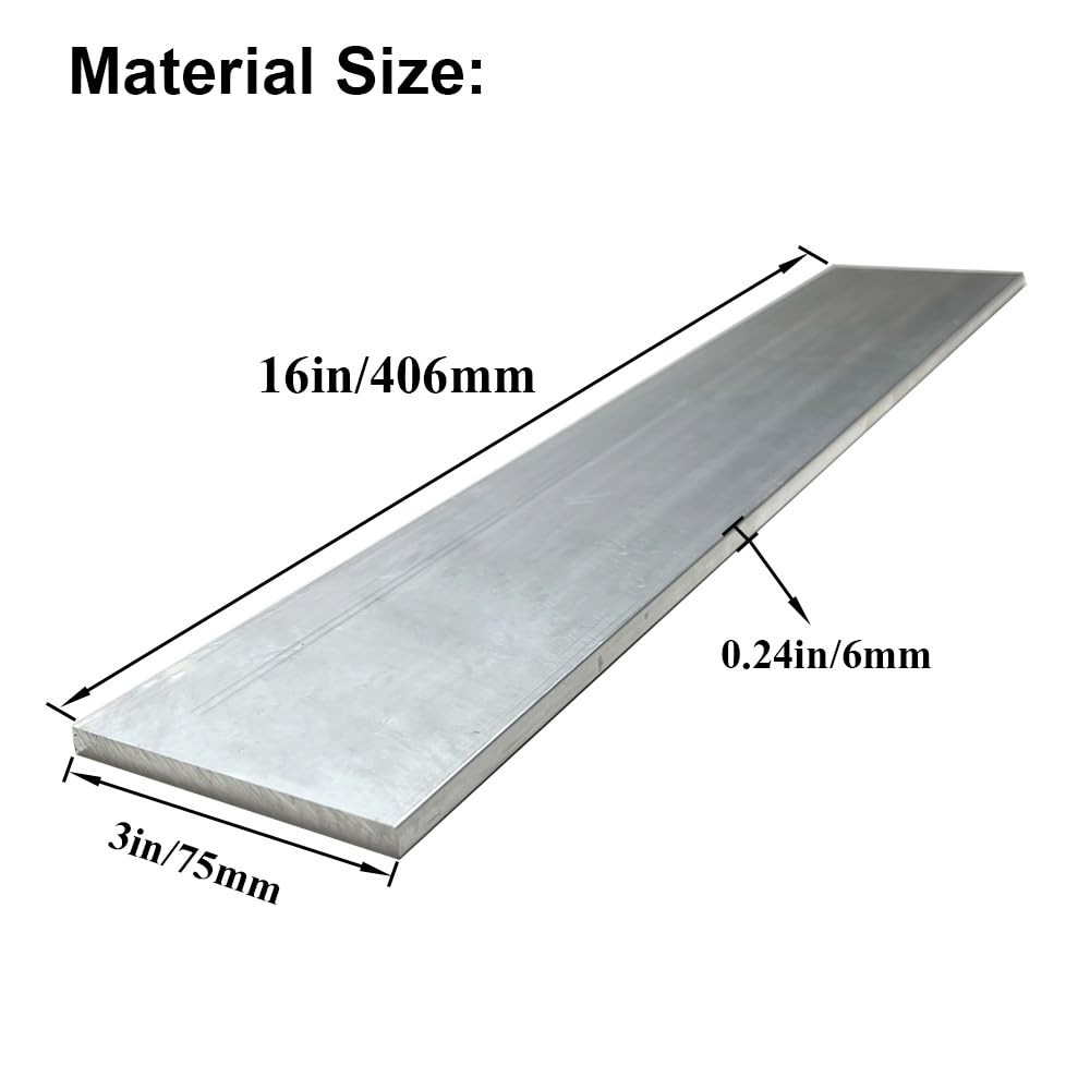 2 PCS 1/4×3 Inch 16 In Long 6061 Square Aluminum Flat Bar 6x75x406mm T6511