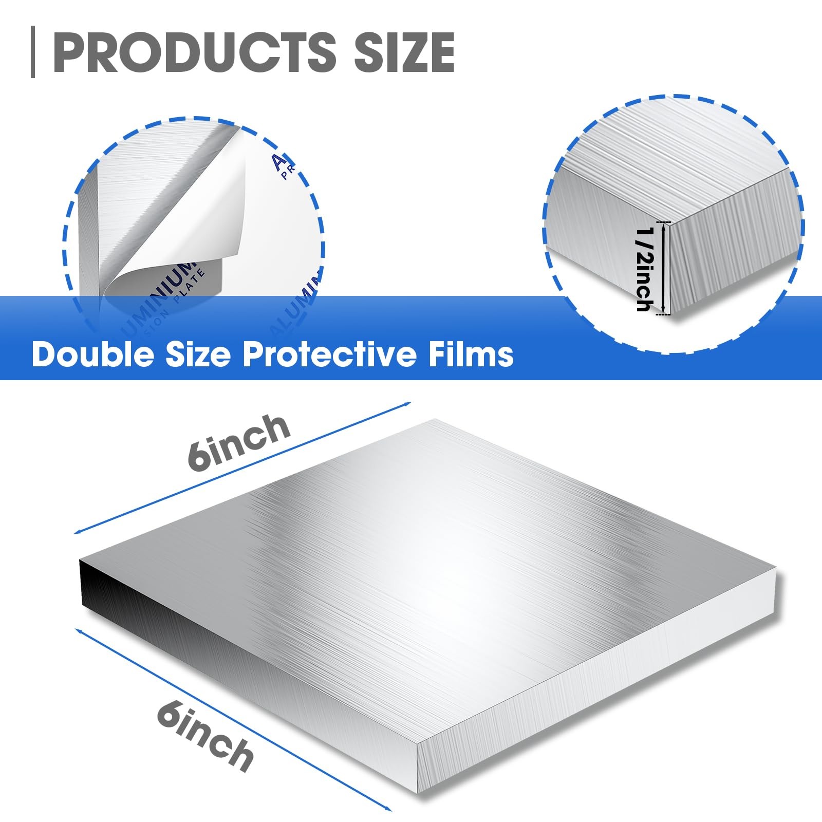 1/2 Inch Thick Aluminum Sheet Plate 6×6 Heavy Duty 6061 Flat Solid Metal