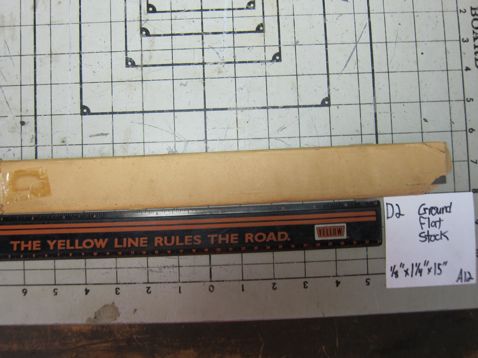 D2 Ground Flat Tool Steel Stock 1/8″ x 1 1/4″ x 15″
