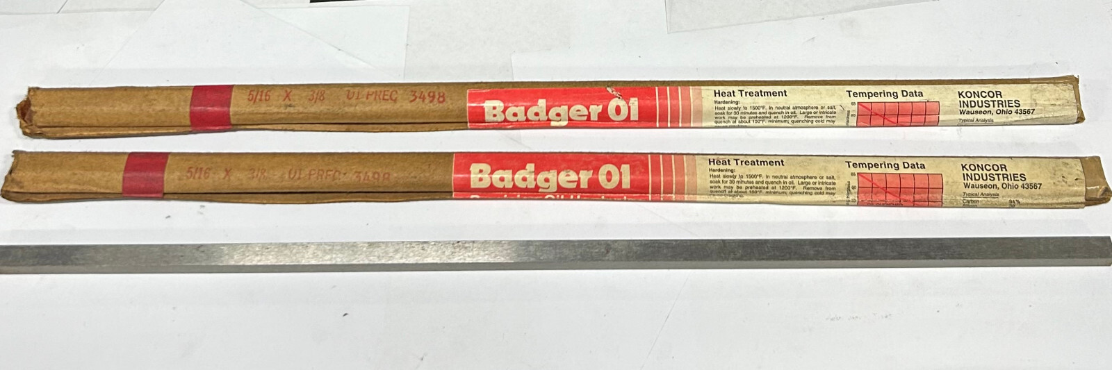 5/16 X 3/8 X 18″ 2 PC BNDL O-1 Flat Ground Stock Regular Tolerance Koncor Brand