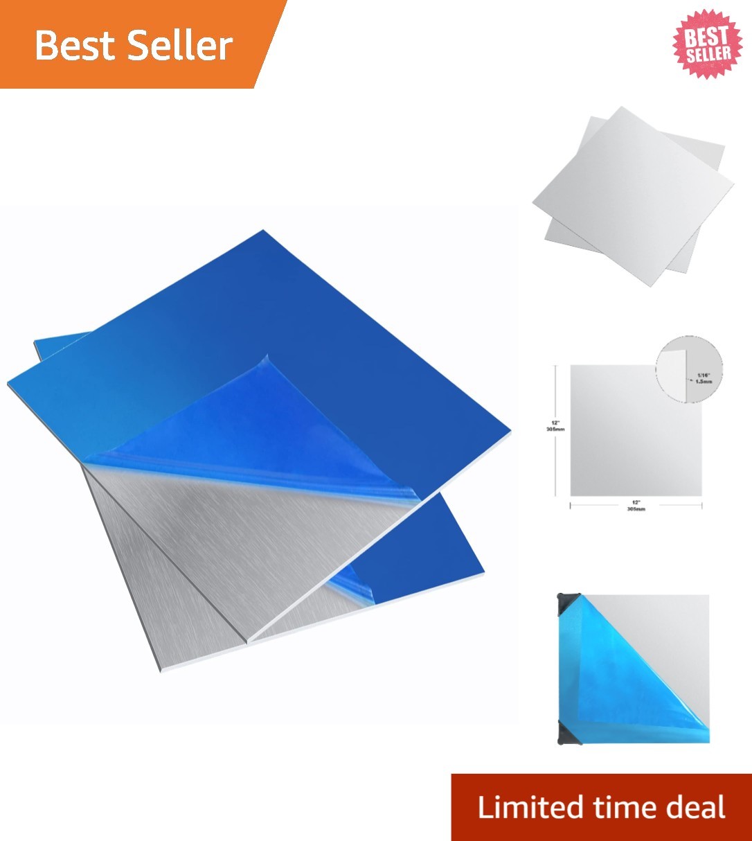 Versatile Aluminum Sheet Metal 12×12 Inch, 1/16 Inch Thickness for DIY Projects