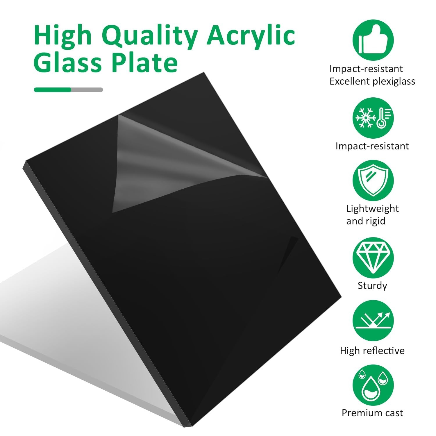 2 Pack 24×36 Inches 1/4″ (6mm) Black Premium Acrylic Sheet (Plexiglass) – Scr…