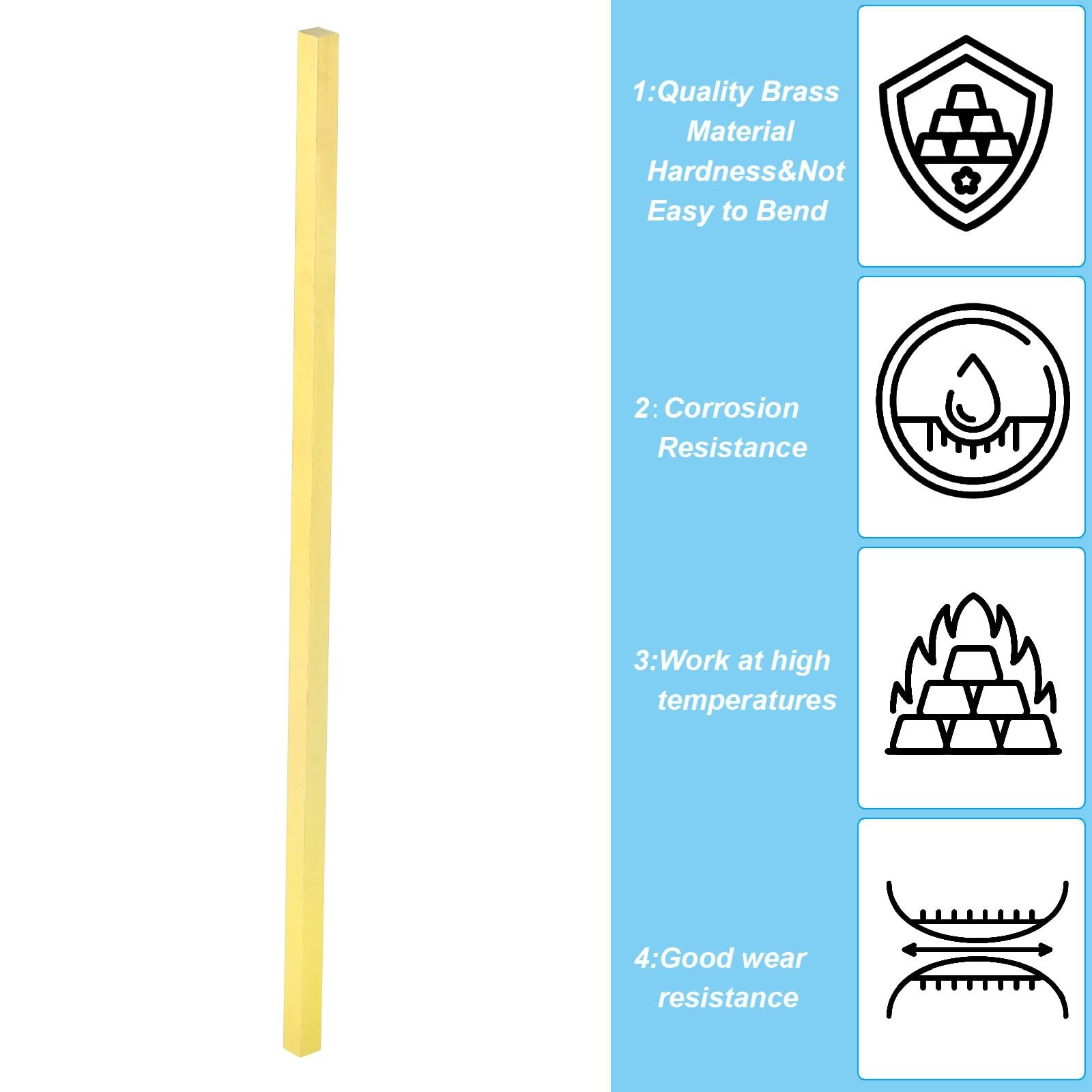 H59 Brass Flat Bar 5/16×5/16×12″ Solid Square Mill Stock Brass
