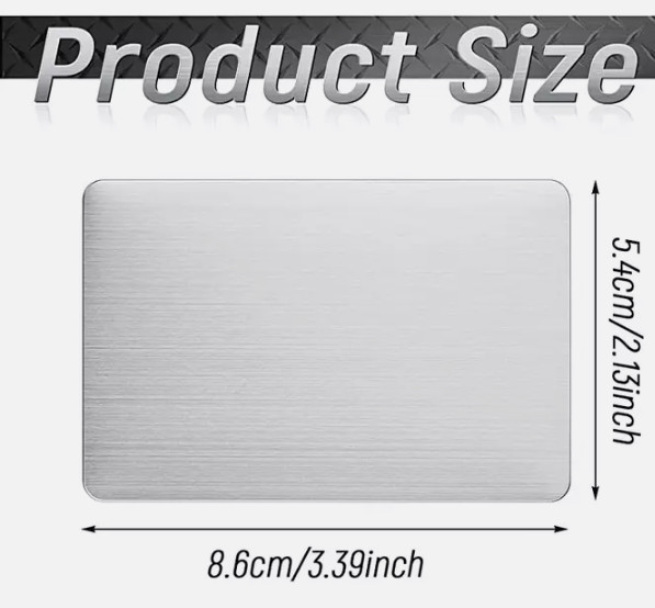 10x Blank 304 Stainless Steel Metal Business Card 0.8mm Thick For Engraving