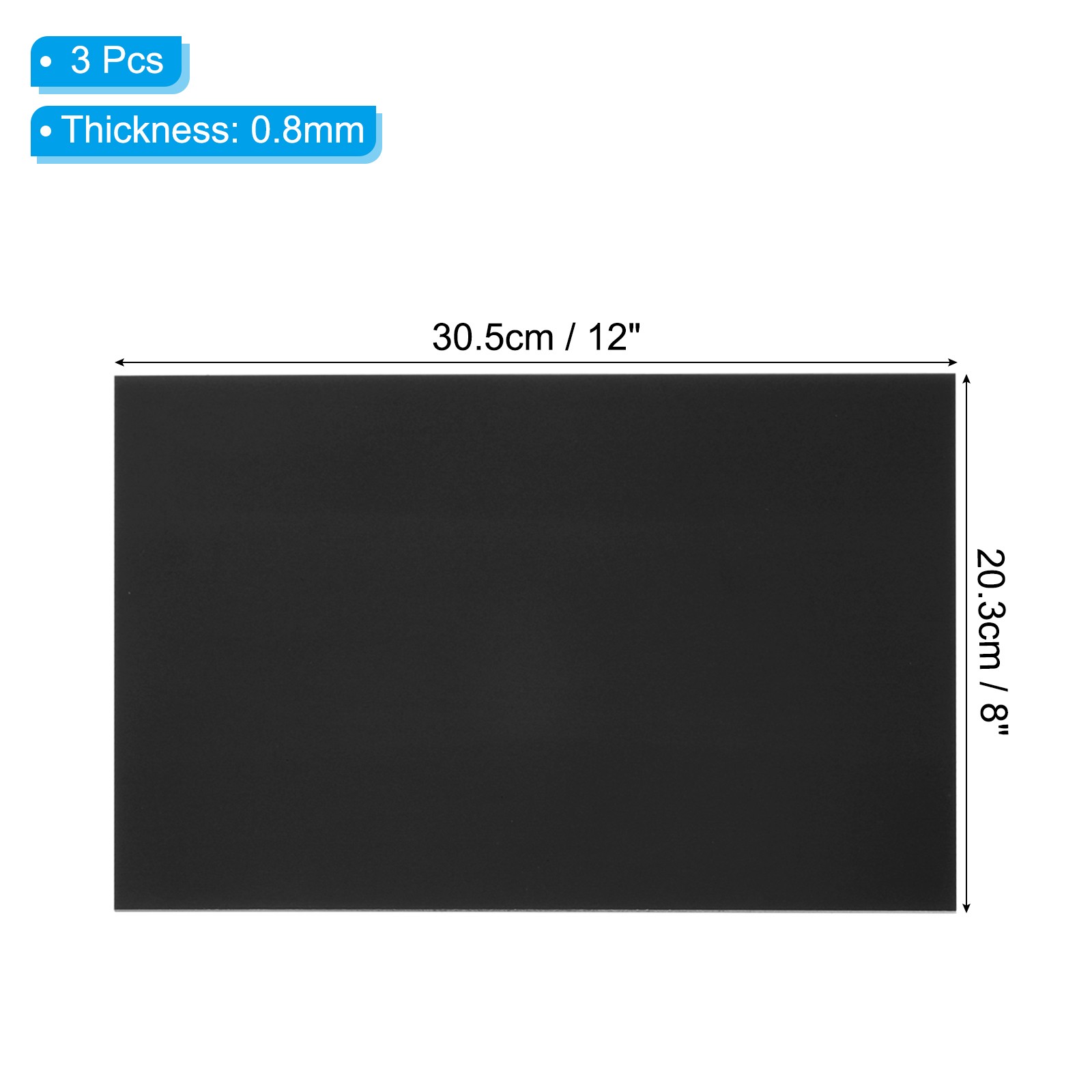 8×12 Inch Anodized Aluminum Sheet Metal, 3Pcs Laser Plates Engraving, Black